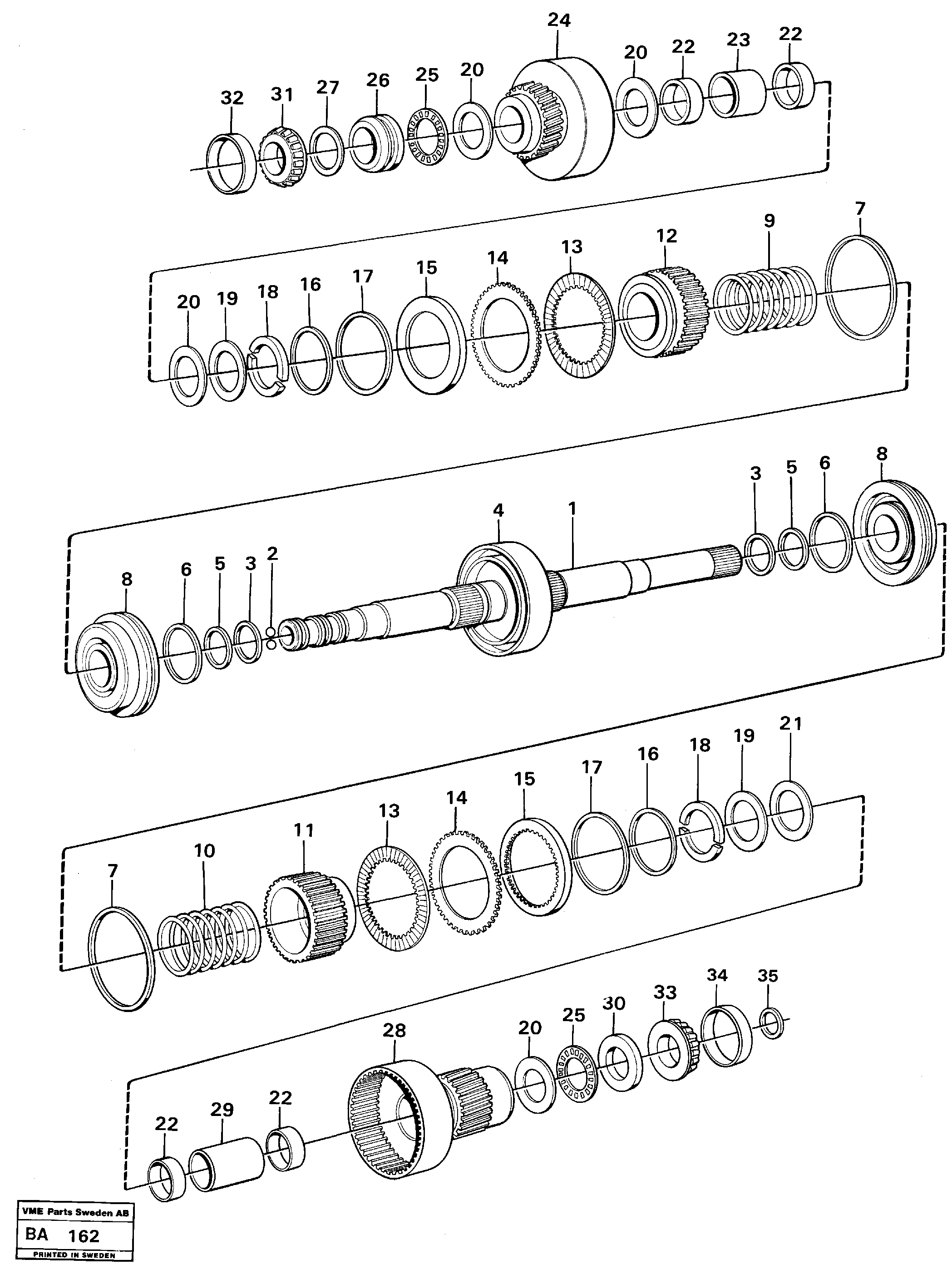 Схема запчастей Volvo A20 VOLVO BM A20 - 100949 Clutches 3:rd and 4:th speeds 