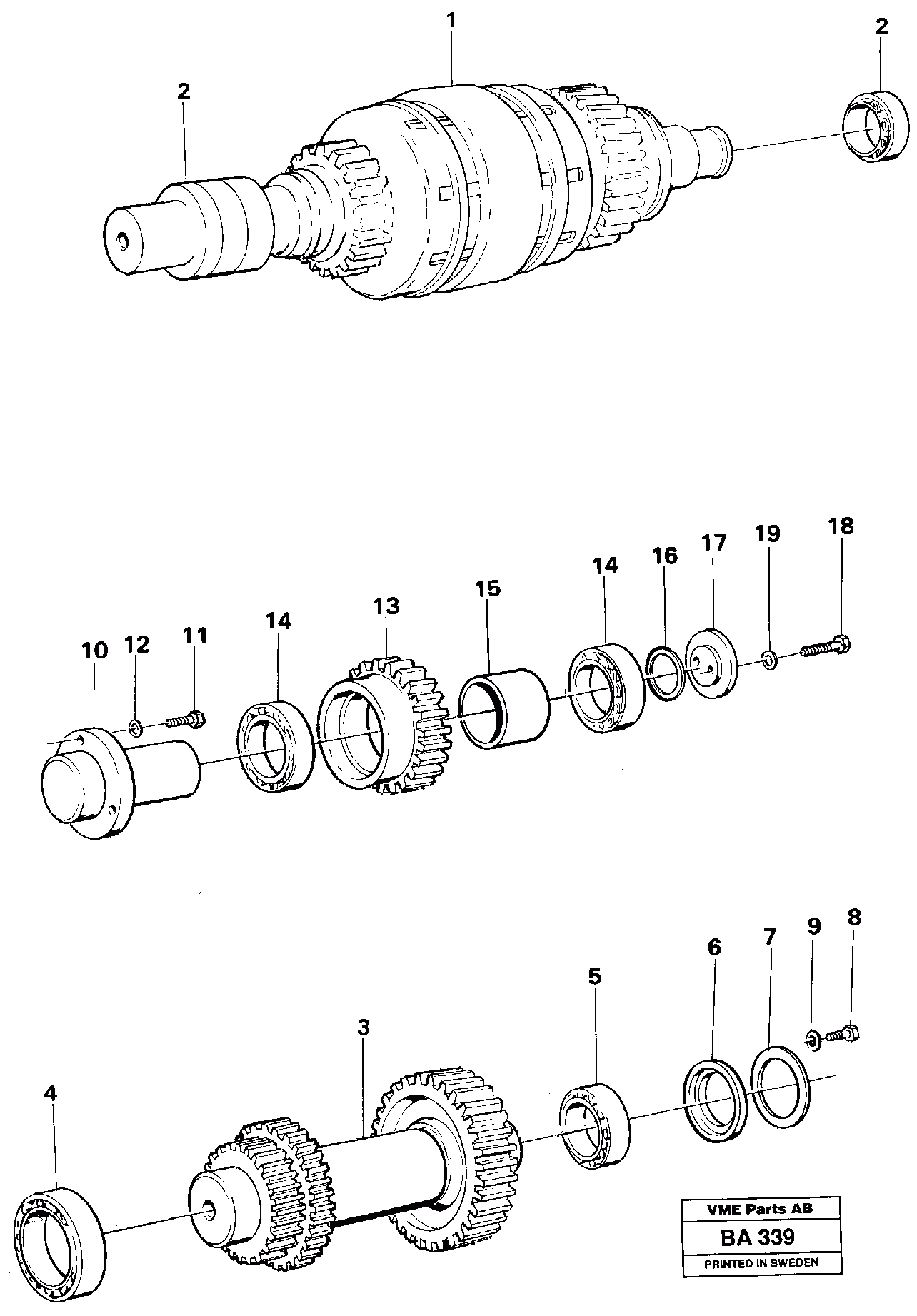 Схема запчастей Volvo A20 VOLVO BM A20 - 15550 Clutches,gears and shafts 