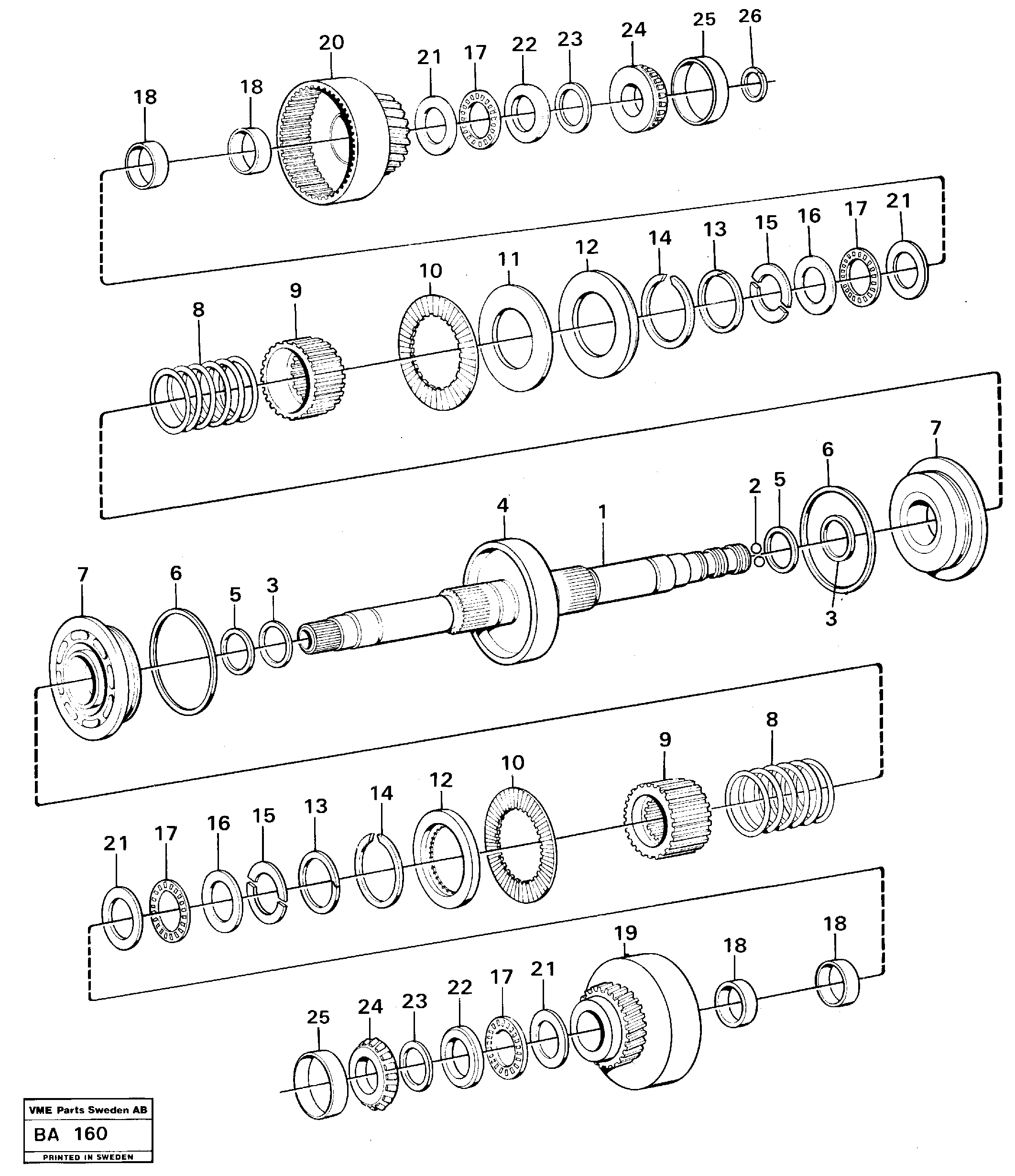 Схема запчастей Volvo A20 VOLVO BM A20 - 15551 Clutches forward and reverse 