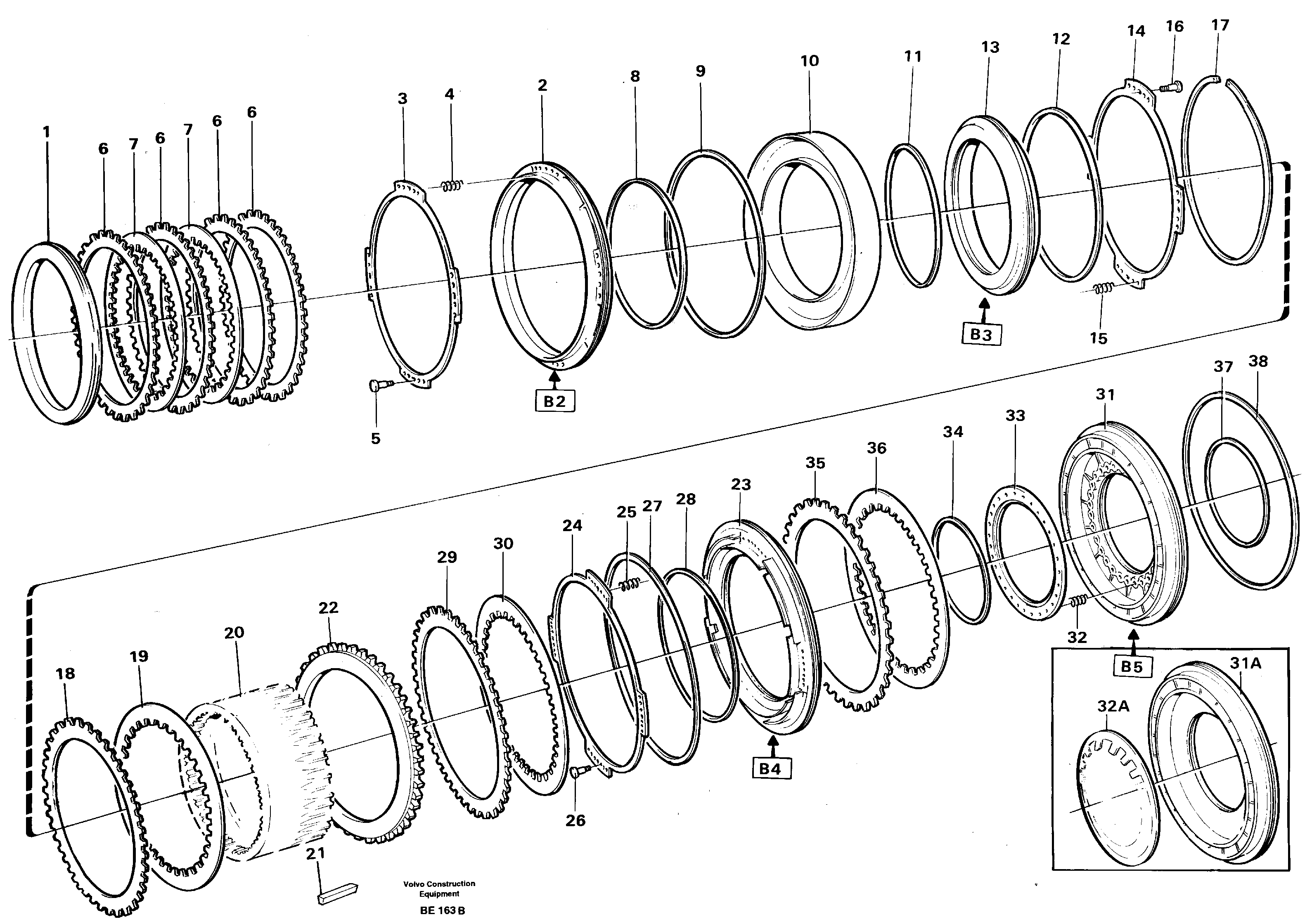 Схема запчастей Volvo A35 Volvo BM A35 - 53686 Brakes rear 