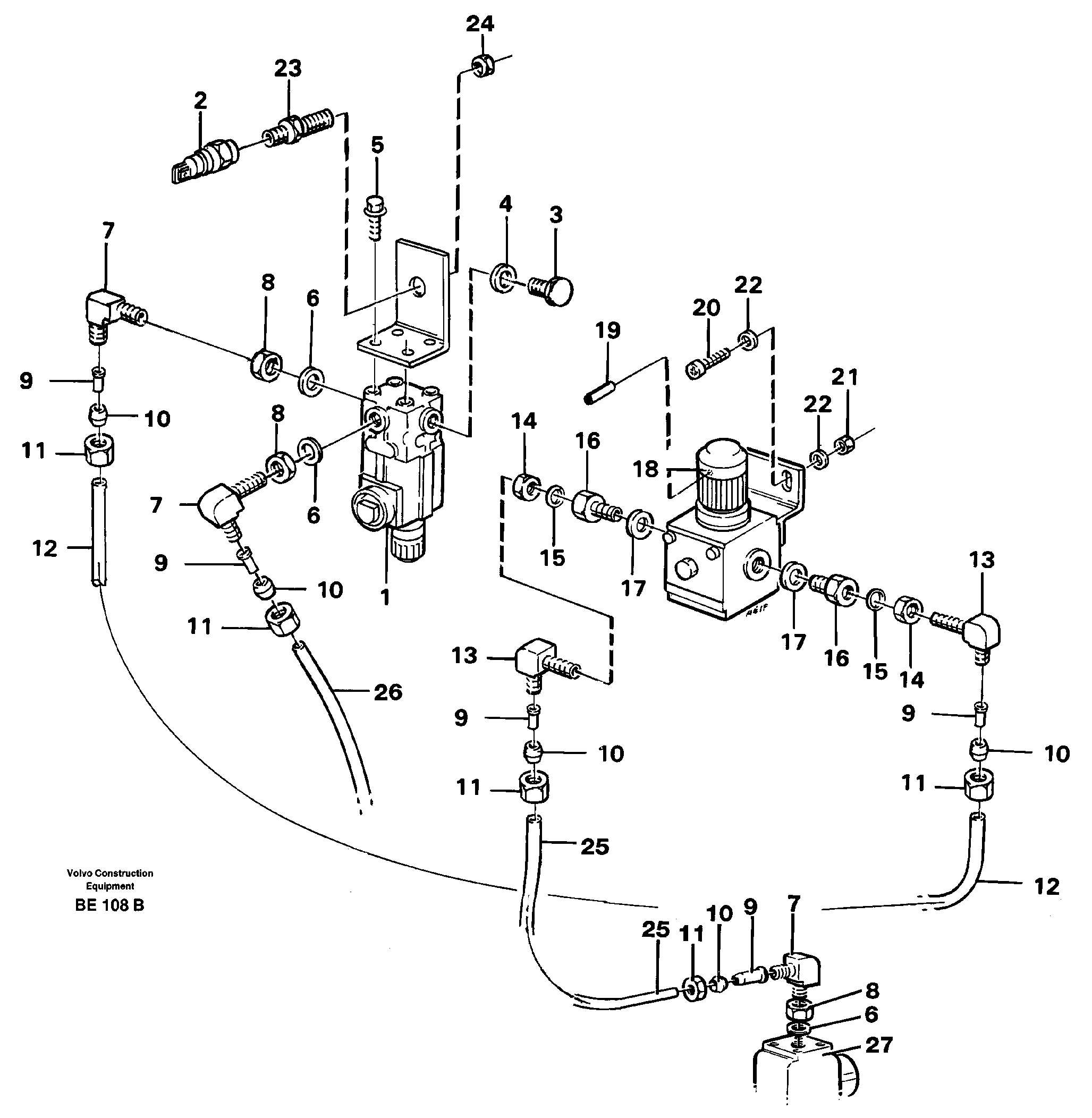 Схема запчастей Volvo A35 Volvo BM A35 - 18032 Pneumatic system - gear box 