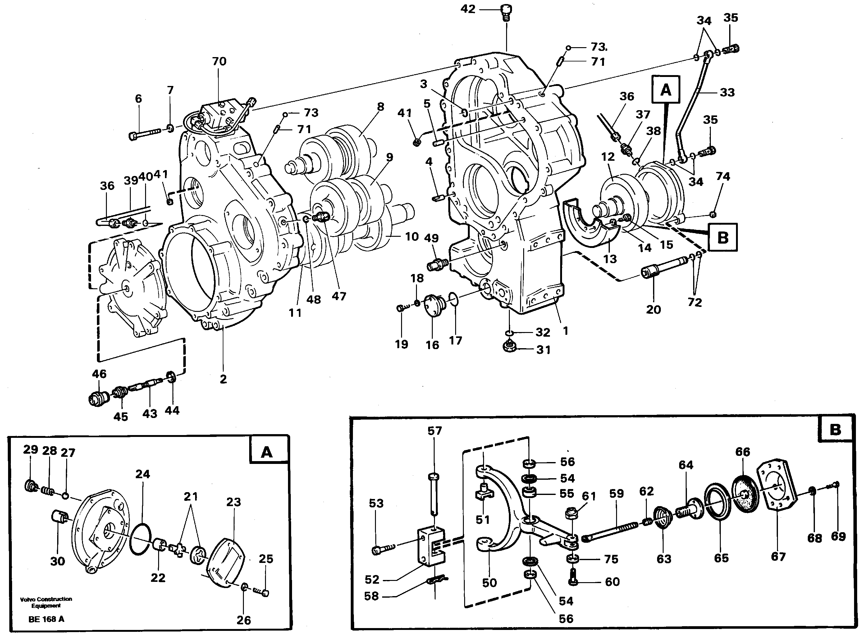 Схема запчастей Volvo A35 Volvo BM A35 - 58191 Transfer gear box 
