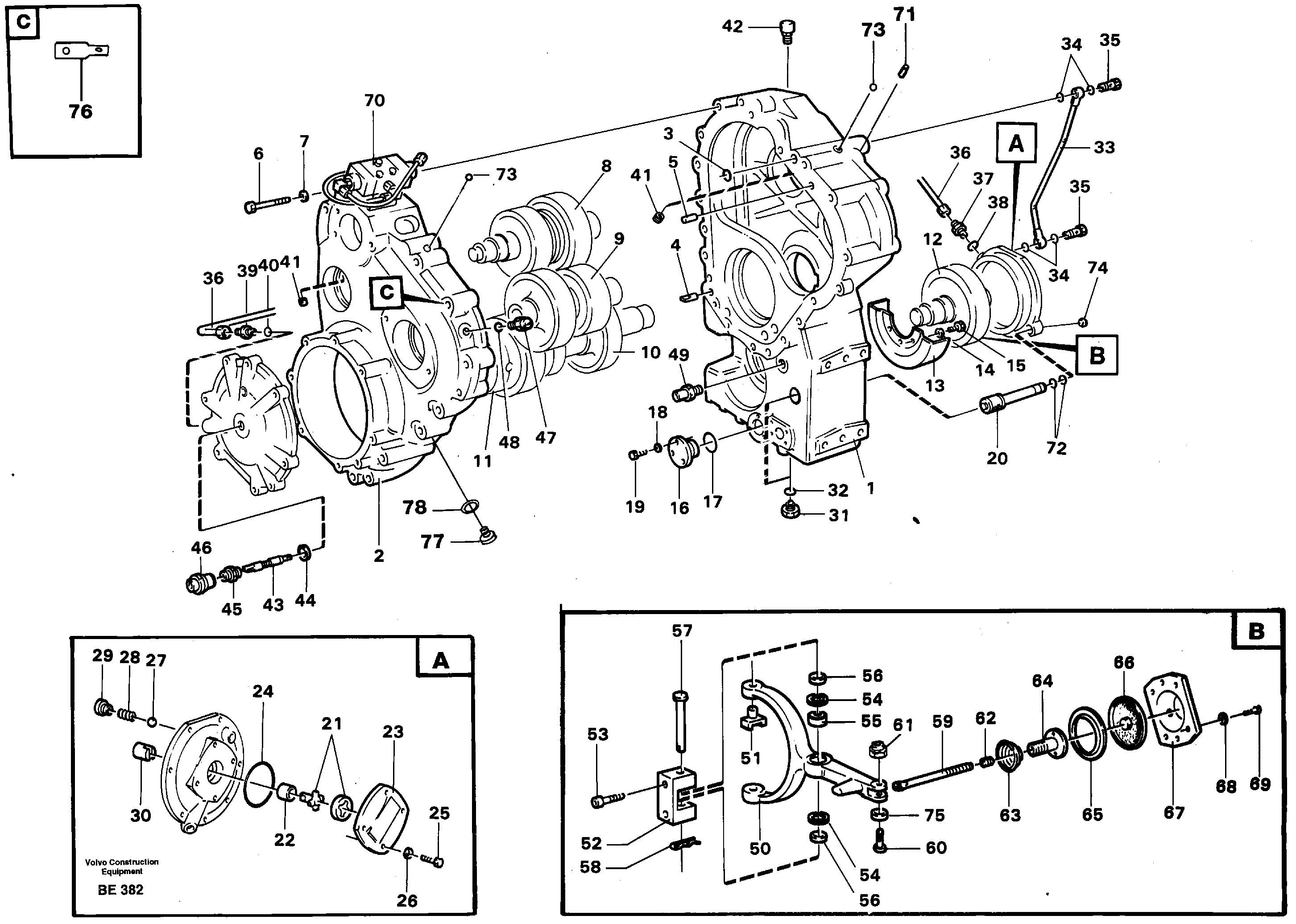 Схема запчастей Volvo A35 Volvo BM A35 - 58192 Transfer gear box 