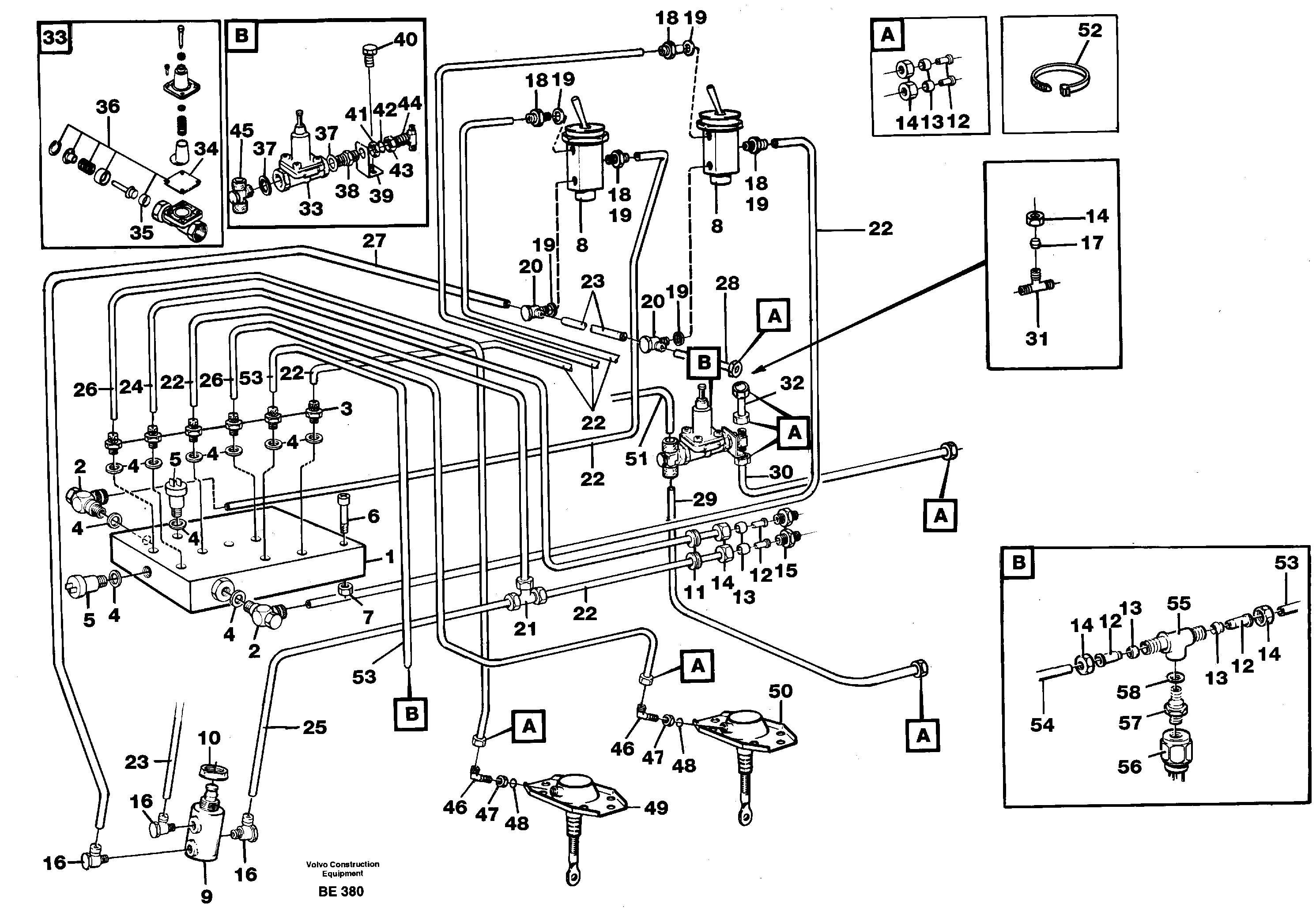 Схема запчастей Volvo A35 Volvo BM A35 - 24012 Pneumatic system: Differential, cab 
