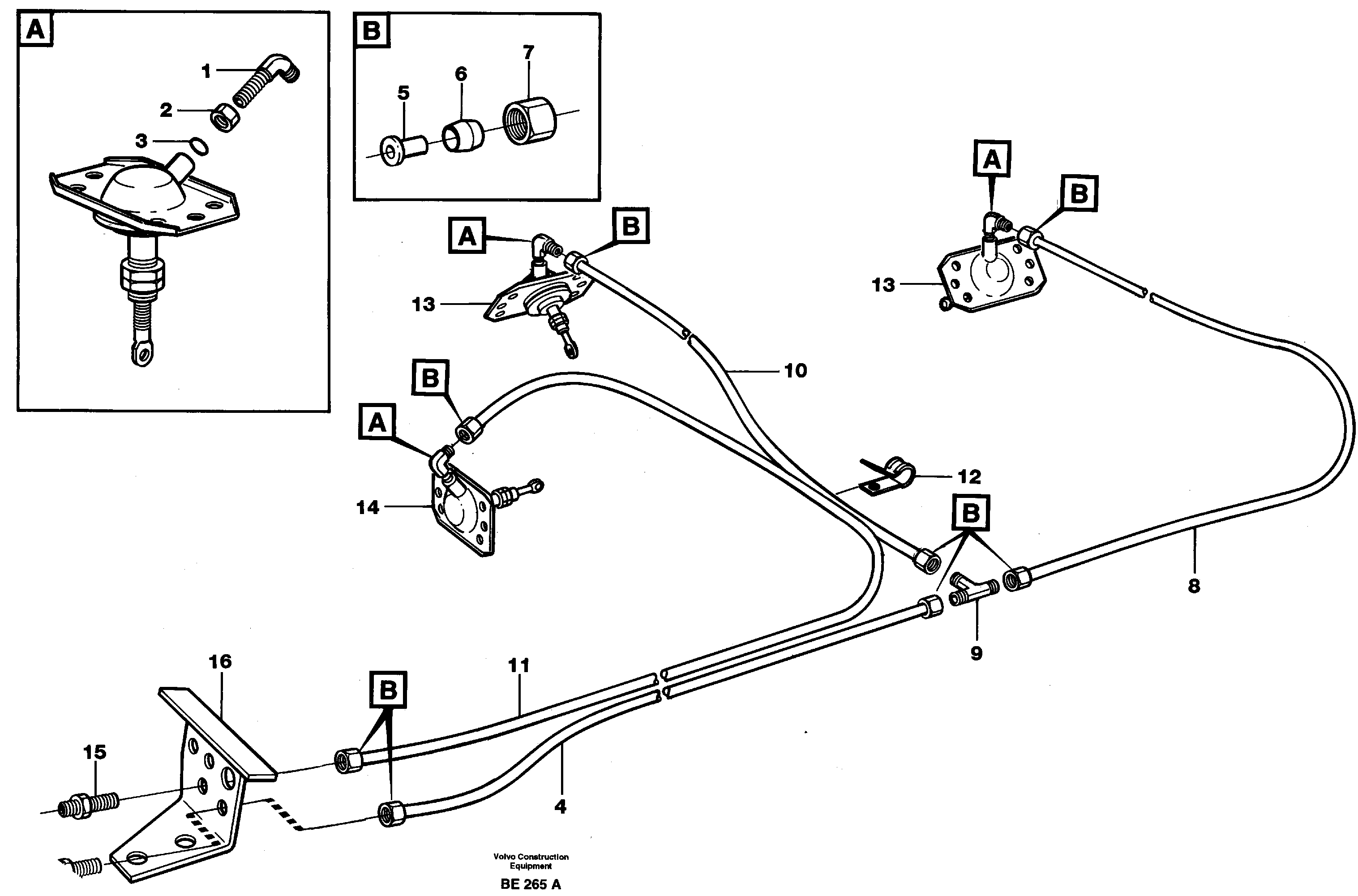Схема запчастей Volvo A35 Volvo BM A35 - 24014 Pneumatic system: differential, vagn 