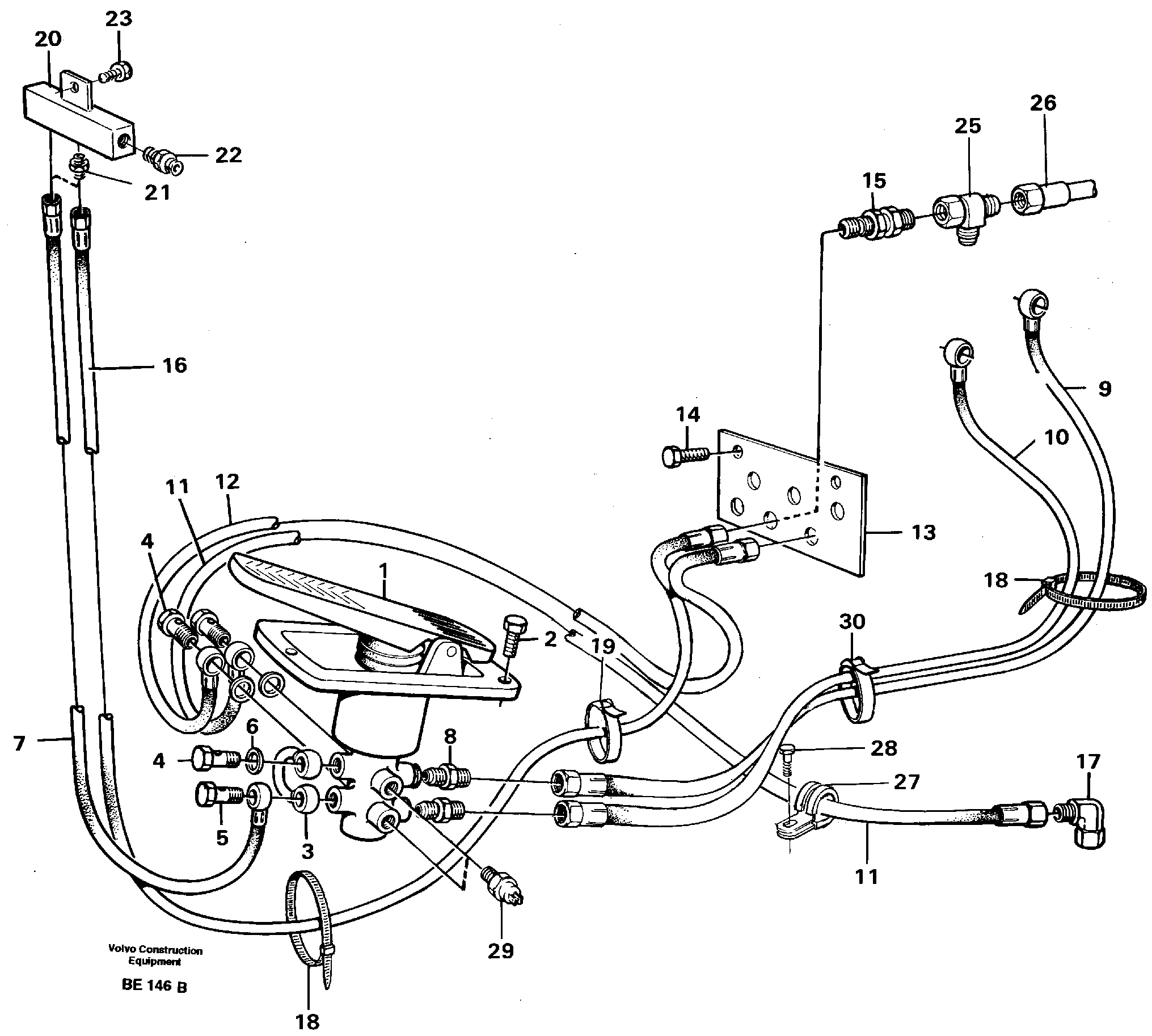 Схема запчастей Volvo A35 Volvo BM A35 - 50644 Hydraulic brake system cab 