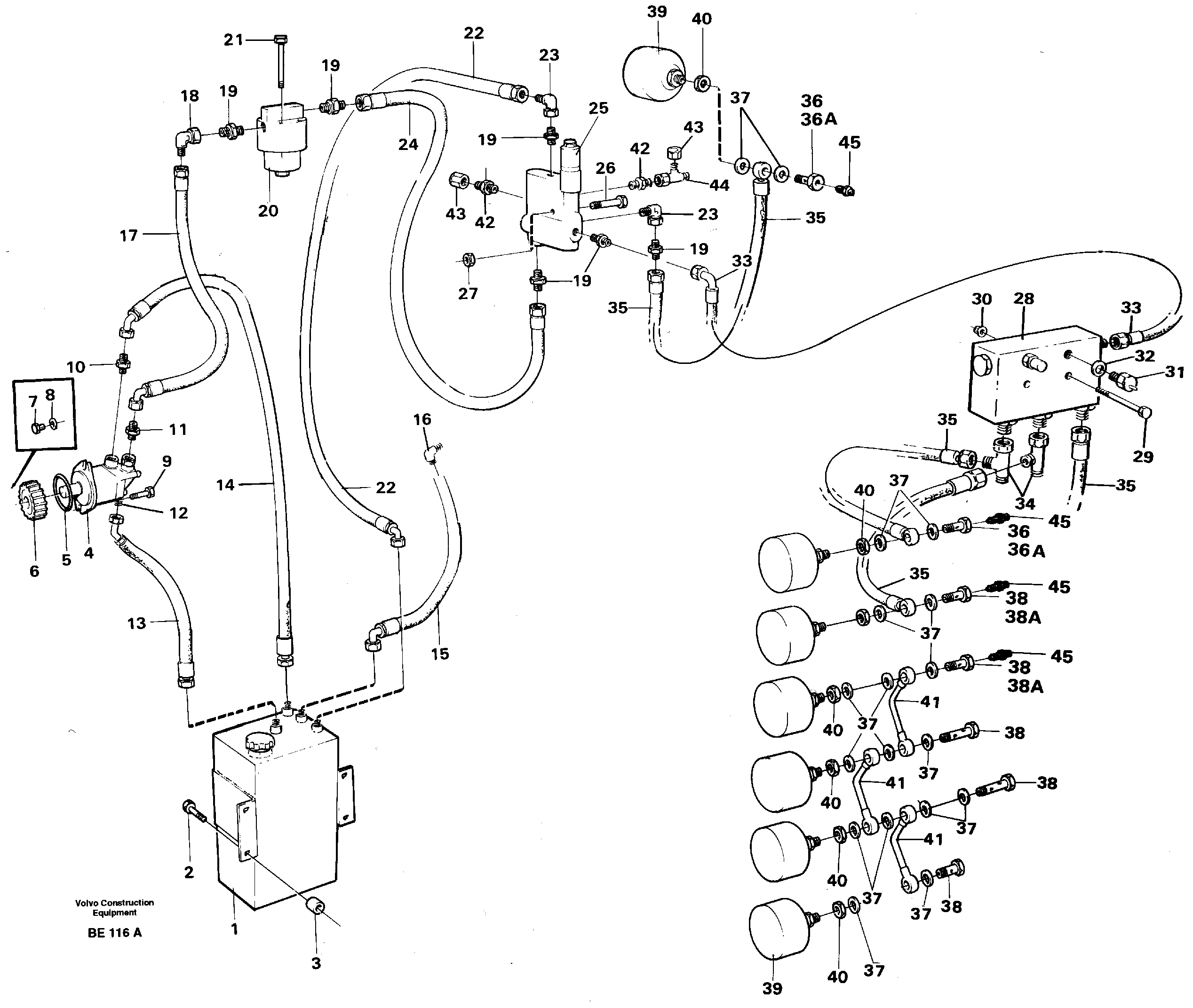 Схема запчастей Volvo A35 Volvo BM A35 - 81723 Hydraulic brake-system tractor 