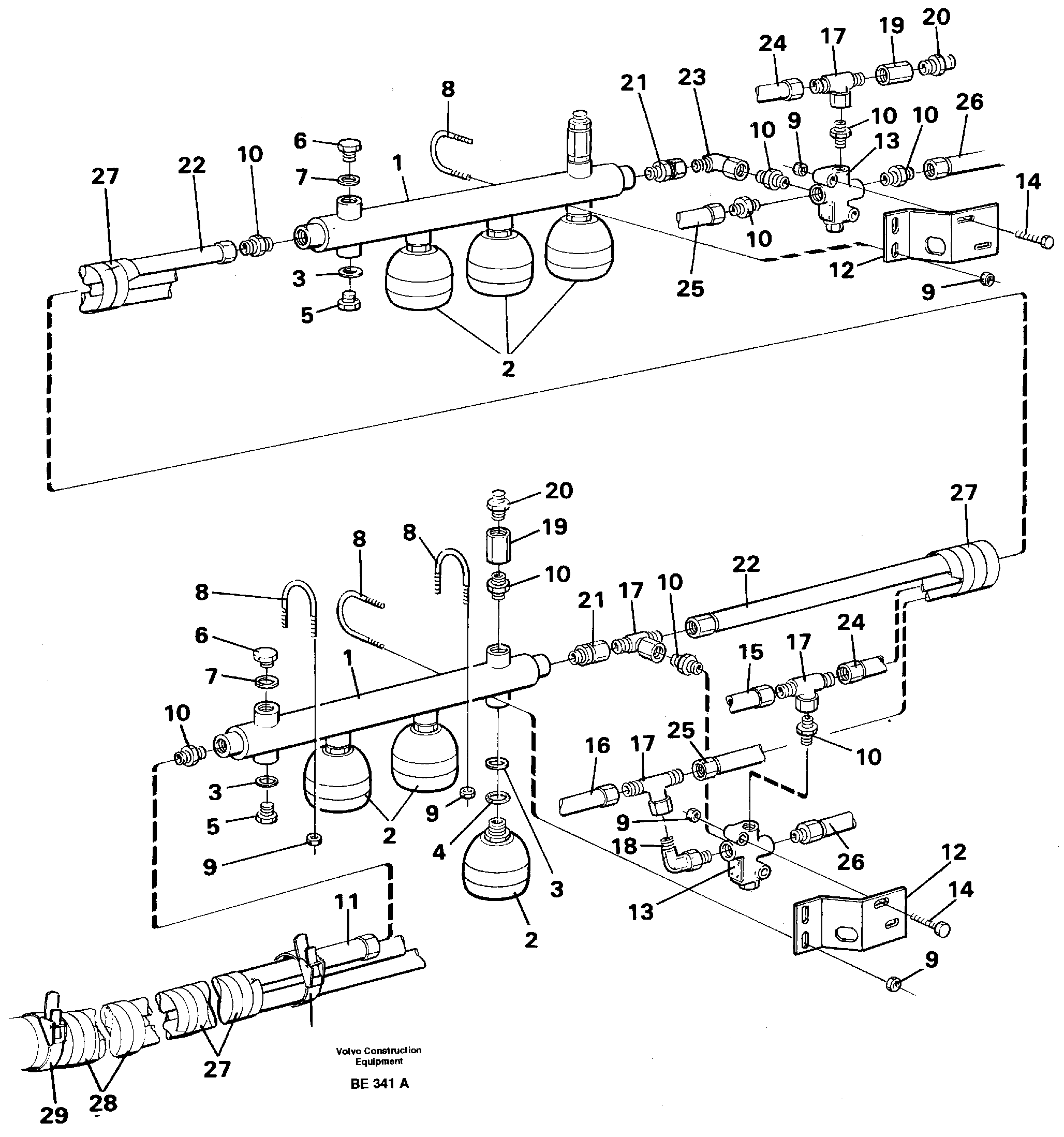 Схема запчастей Volvo A35 Volvo BM A35 - 83147 Hydraulic brake system trailer 