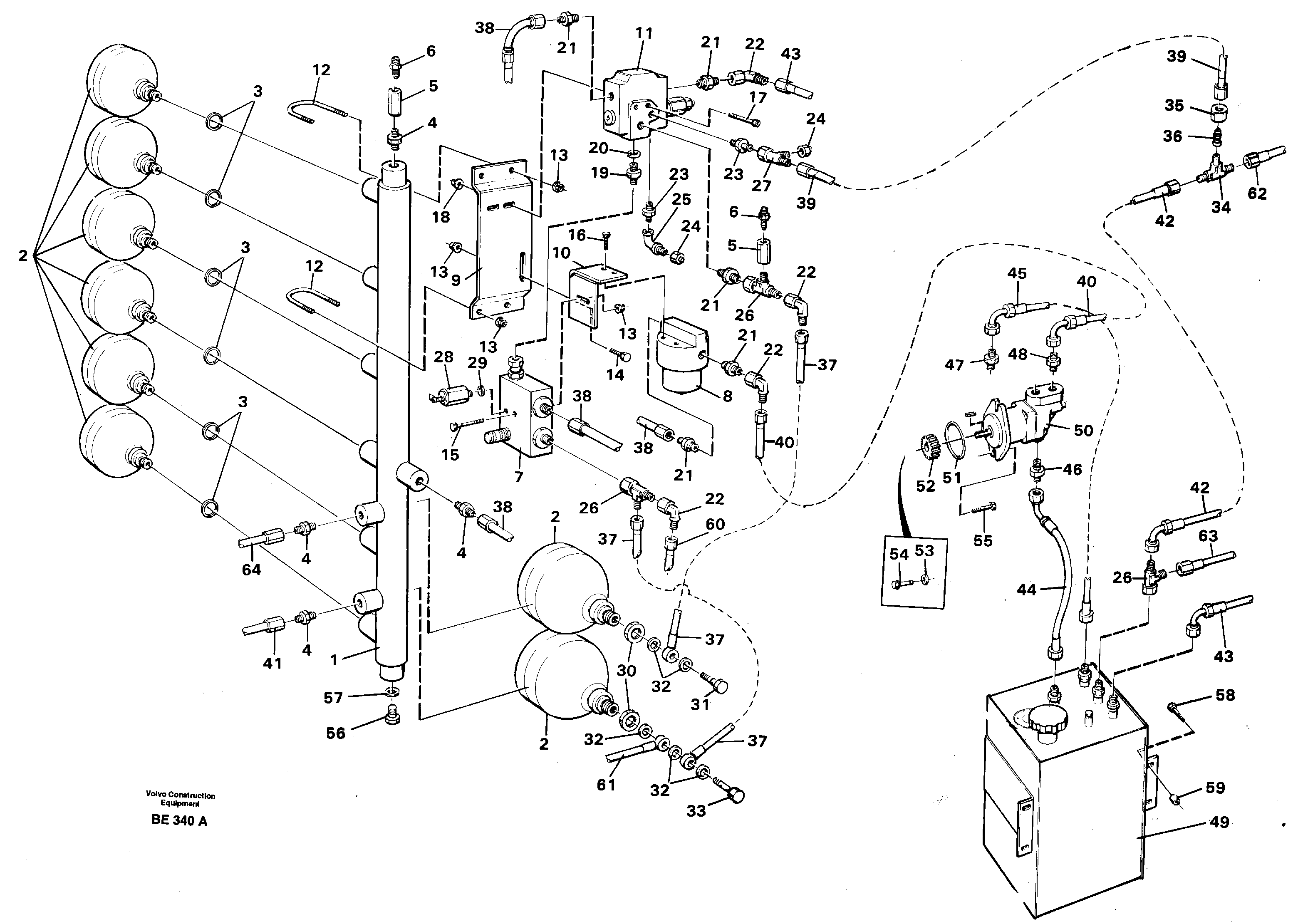 Схема запчастей Volvo A35 Volvo BM A35 - 85458 Hydraulic brake-system tractor 