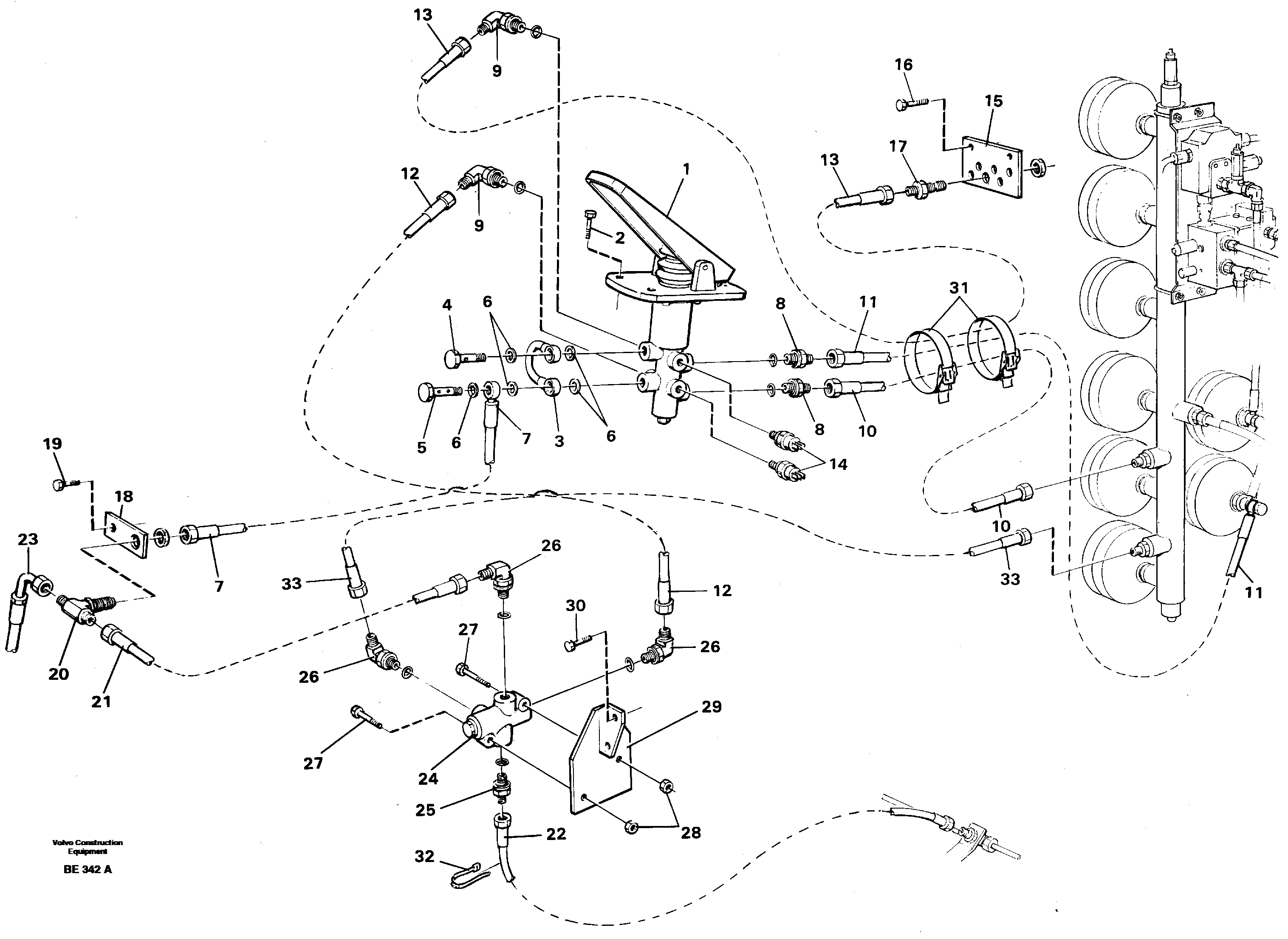 Схема запчастей Volvo A35 Volvo BM A35 - 90863 Hydraulic brake system cab 