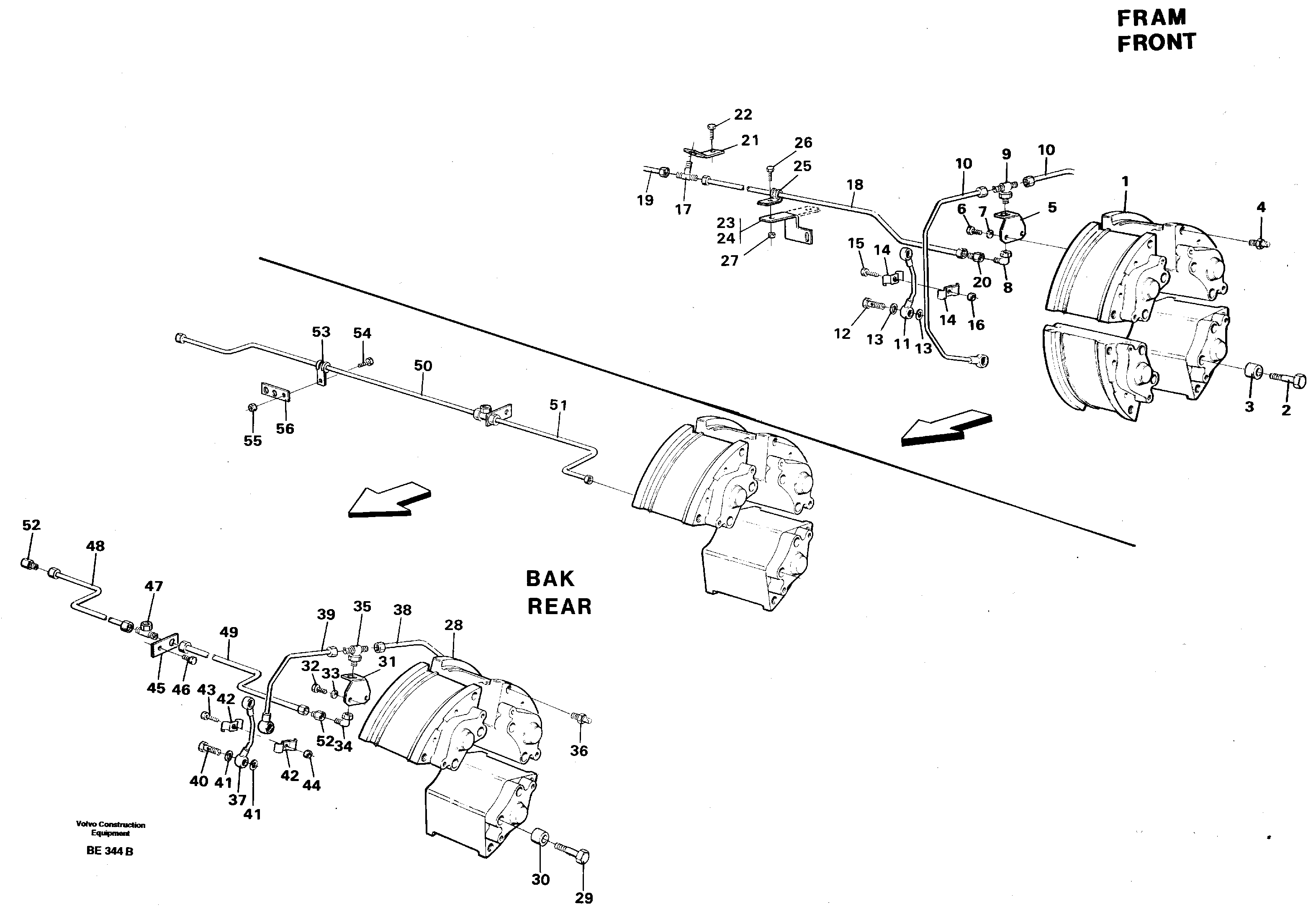 Схема запчастей Volvo A35 Volvo BM A35 - 78044 Brake and tubes 