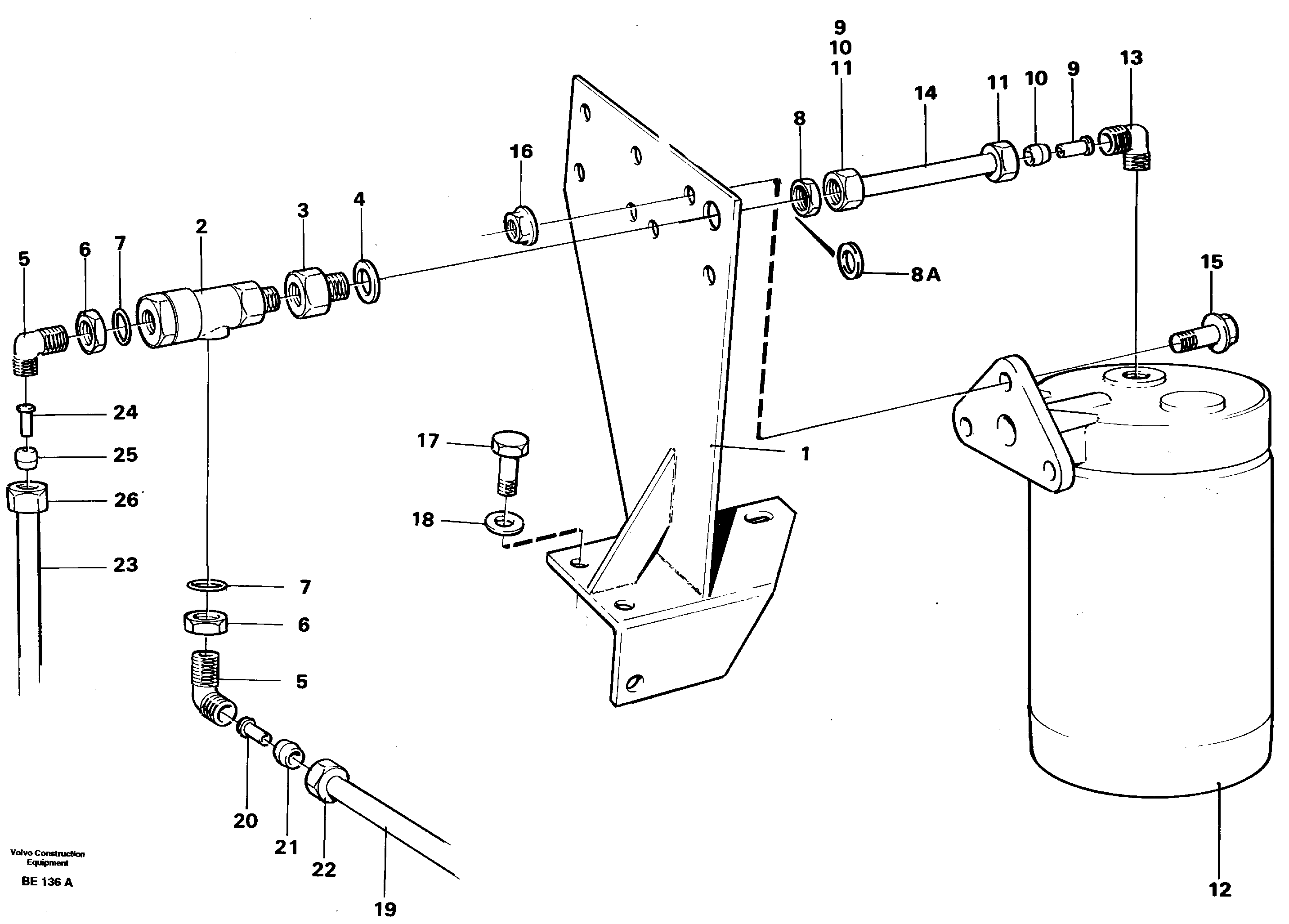 Схема запчастей Volvo A35 Volvo BM A35 - 15793 Anti-freeze tank with fitting parts 