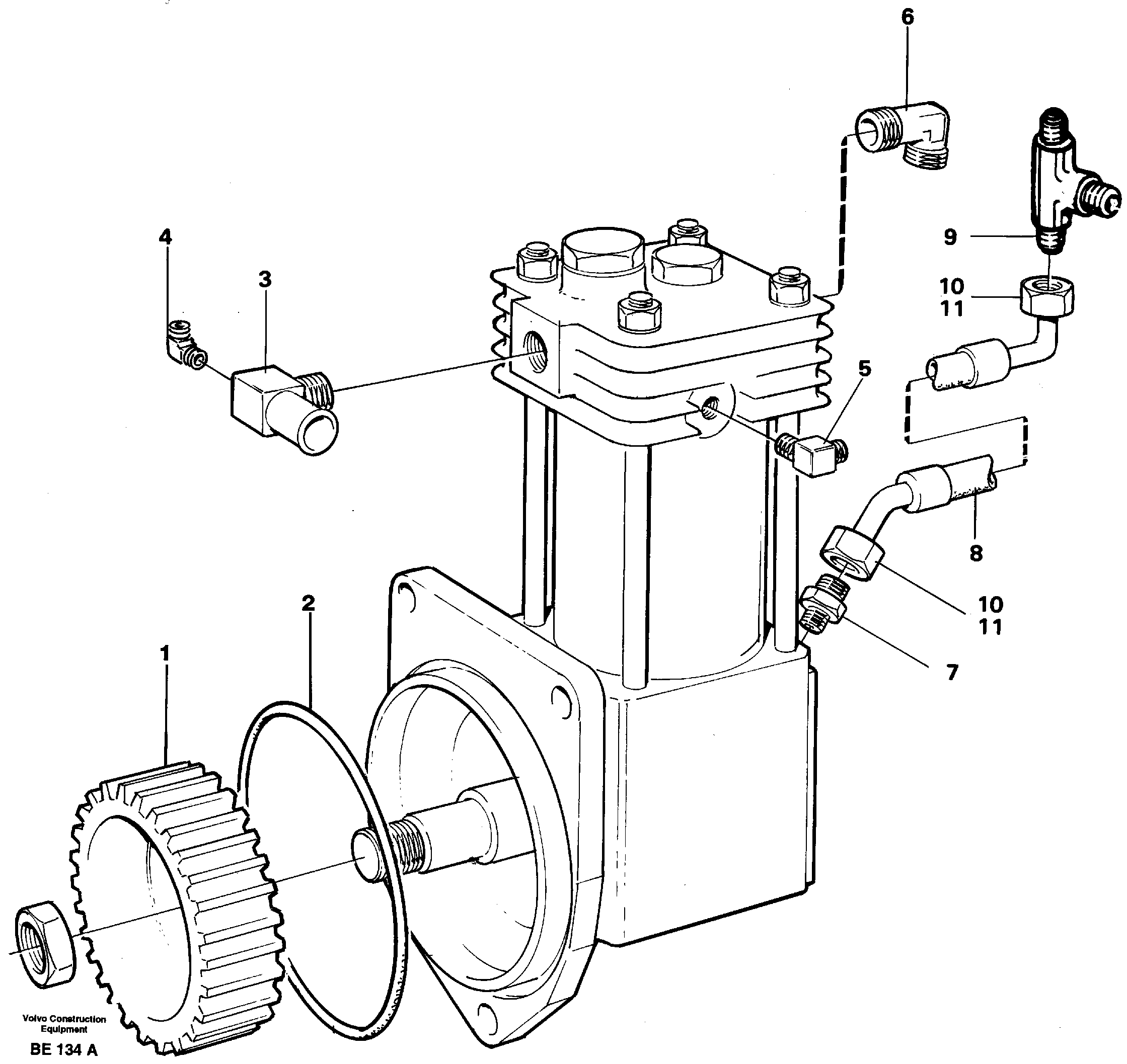 Схема запчастей Volvo A35 Volvo BM A35 - 4420 Air-compressor with fitting parts 