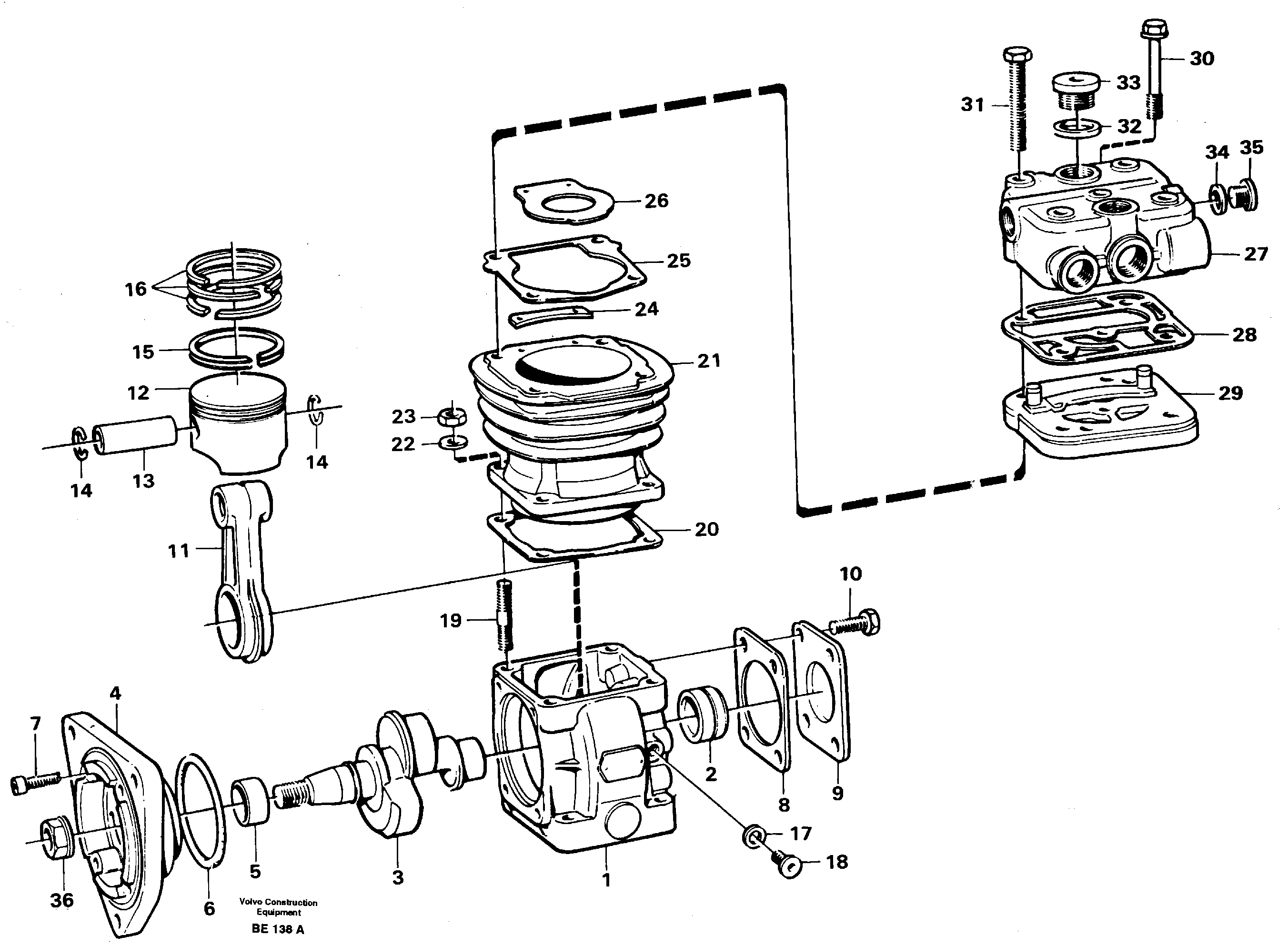 Схема запчастей Volvo A35 Volvo BM A35 - 6203 Air compressor 
