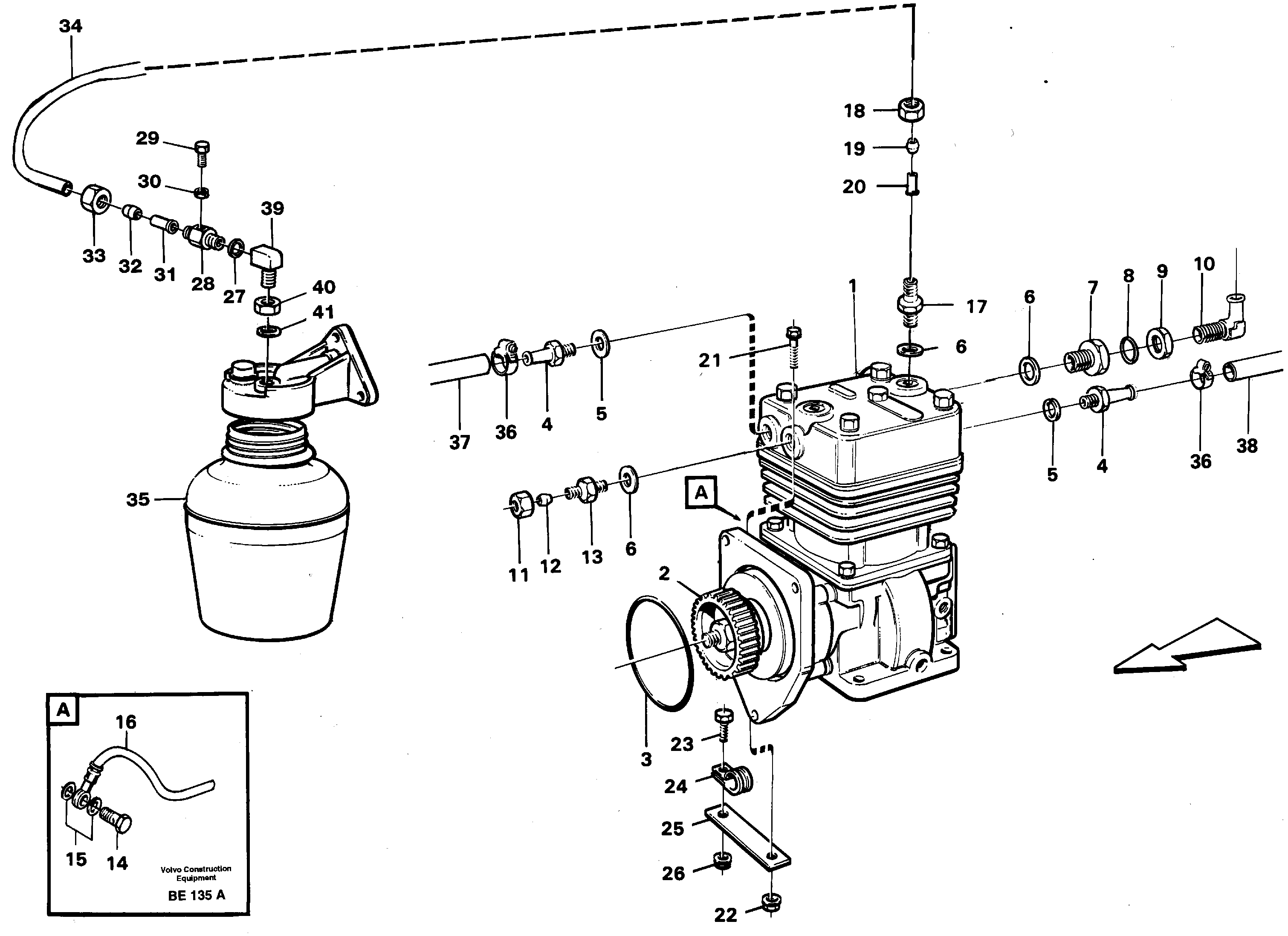 Схема запчастей Volvo A35 Volvo BM A35 - 90847 Air-compressor with fitting parts 