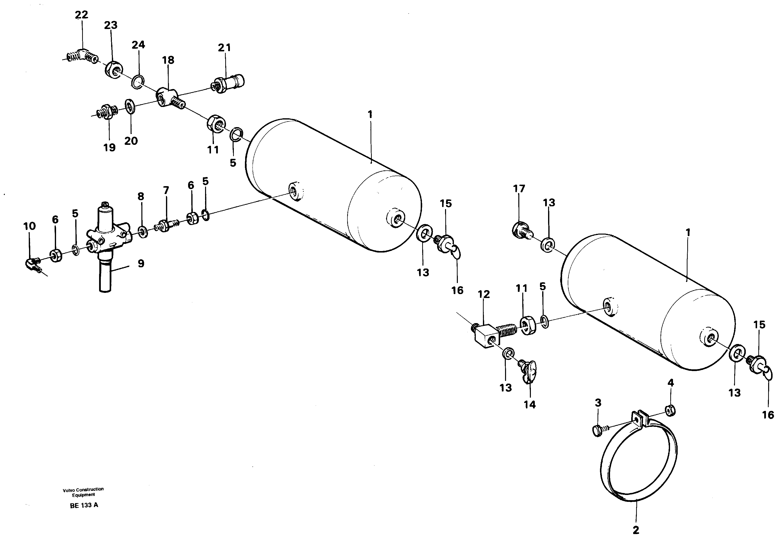 Схема запчастей Volvo A35 Volvo BM A35 - 87135 Air-tank 