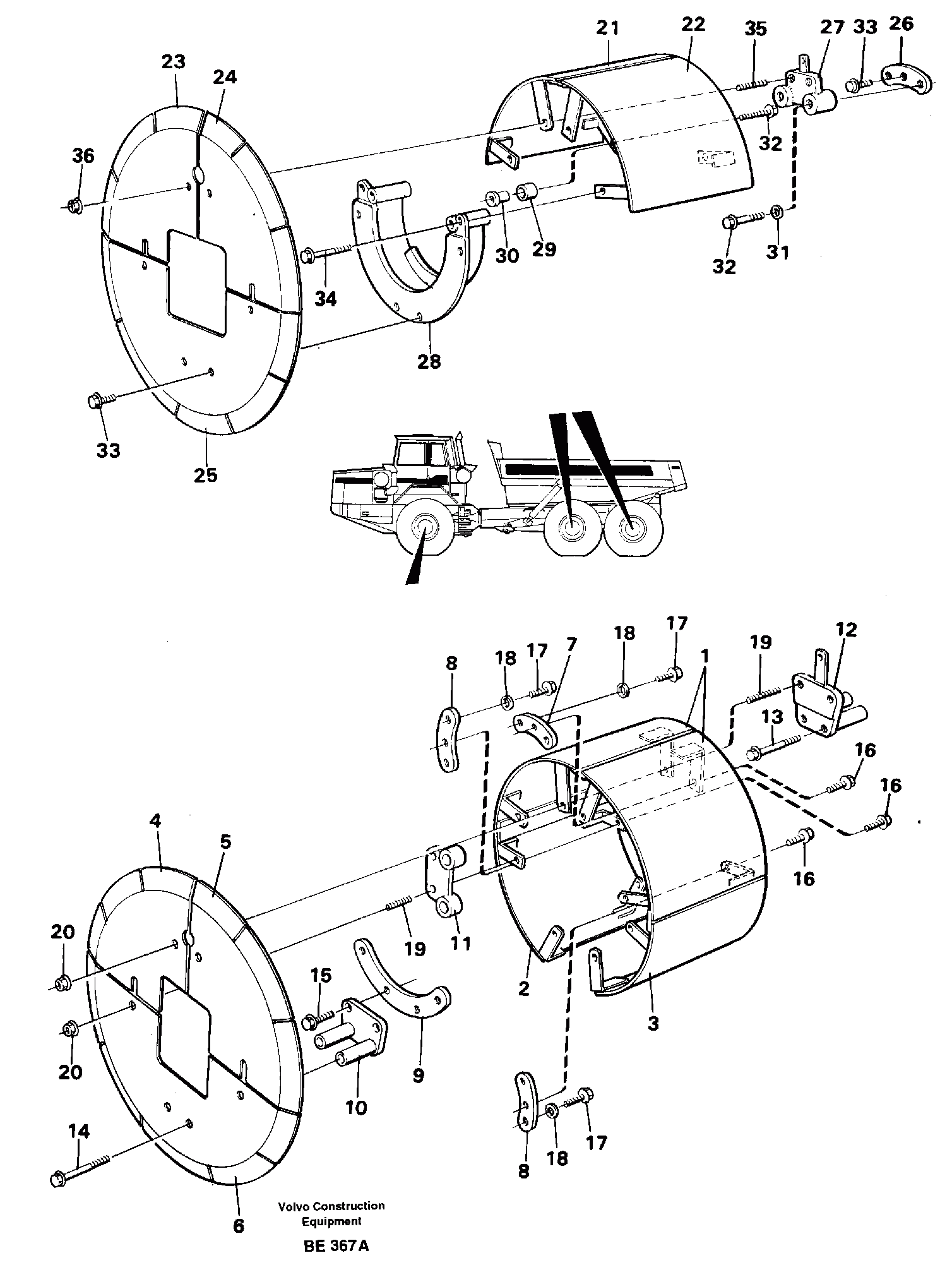 Схема запчастей Volvo A35 Volvo BM A35 - 50646 Rebuilding kit, Brake shield 