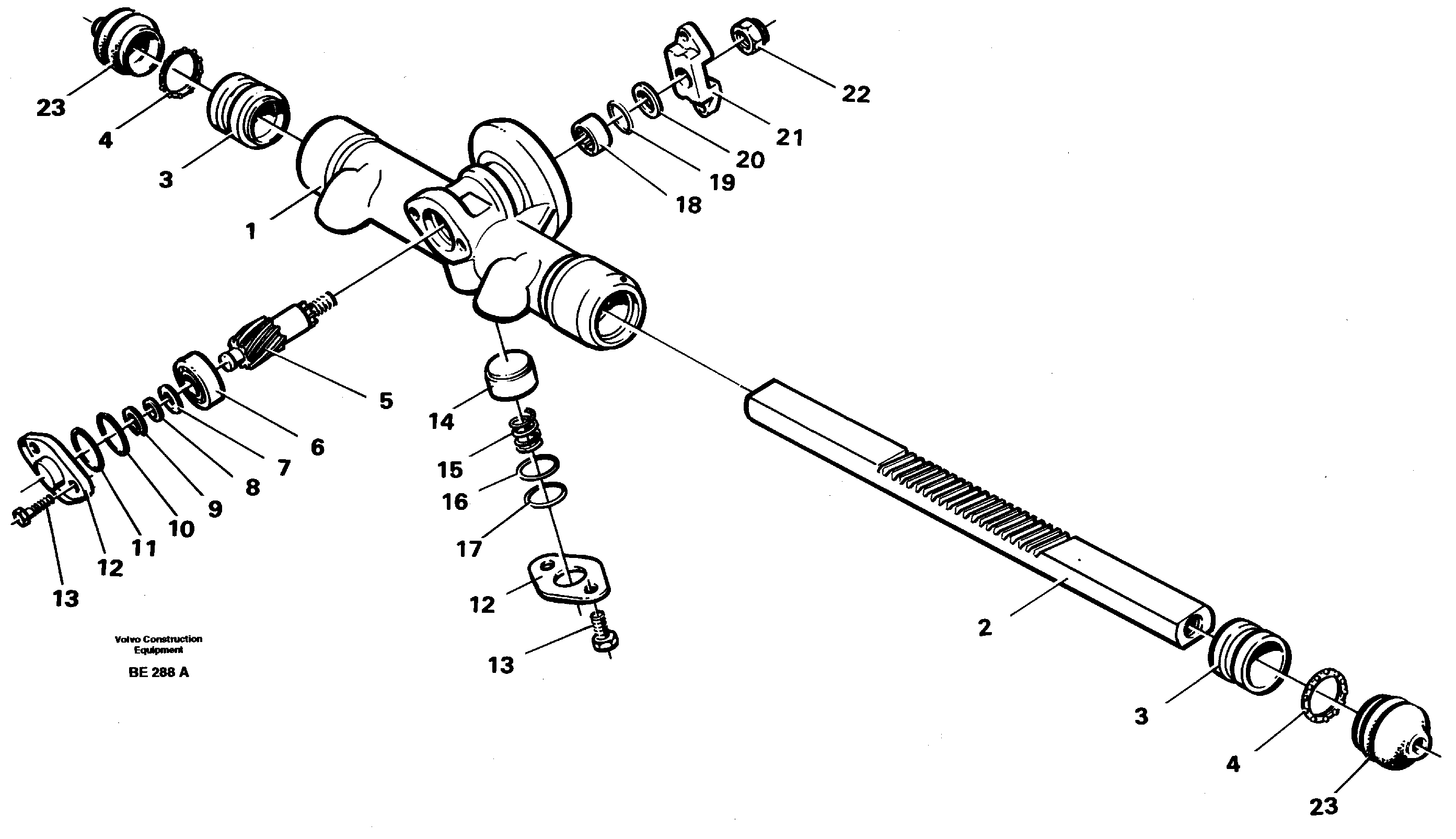 Схема запчастей Volvo A35 Volvo BM A35 - 16013 Rack gear 