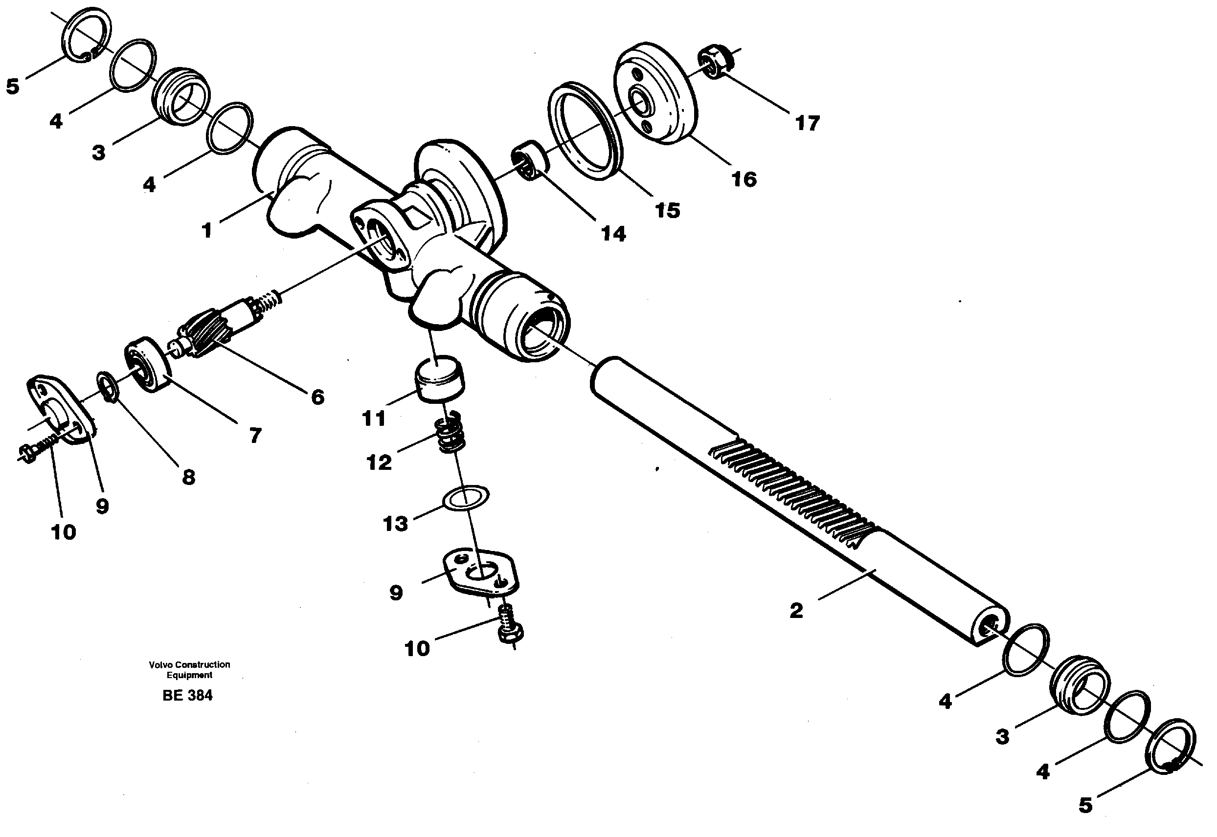 Схема запчастей Volvo A35 Volvo BM A35 - 16014 Rack gear 