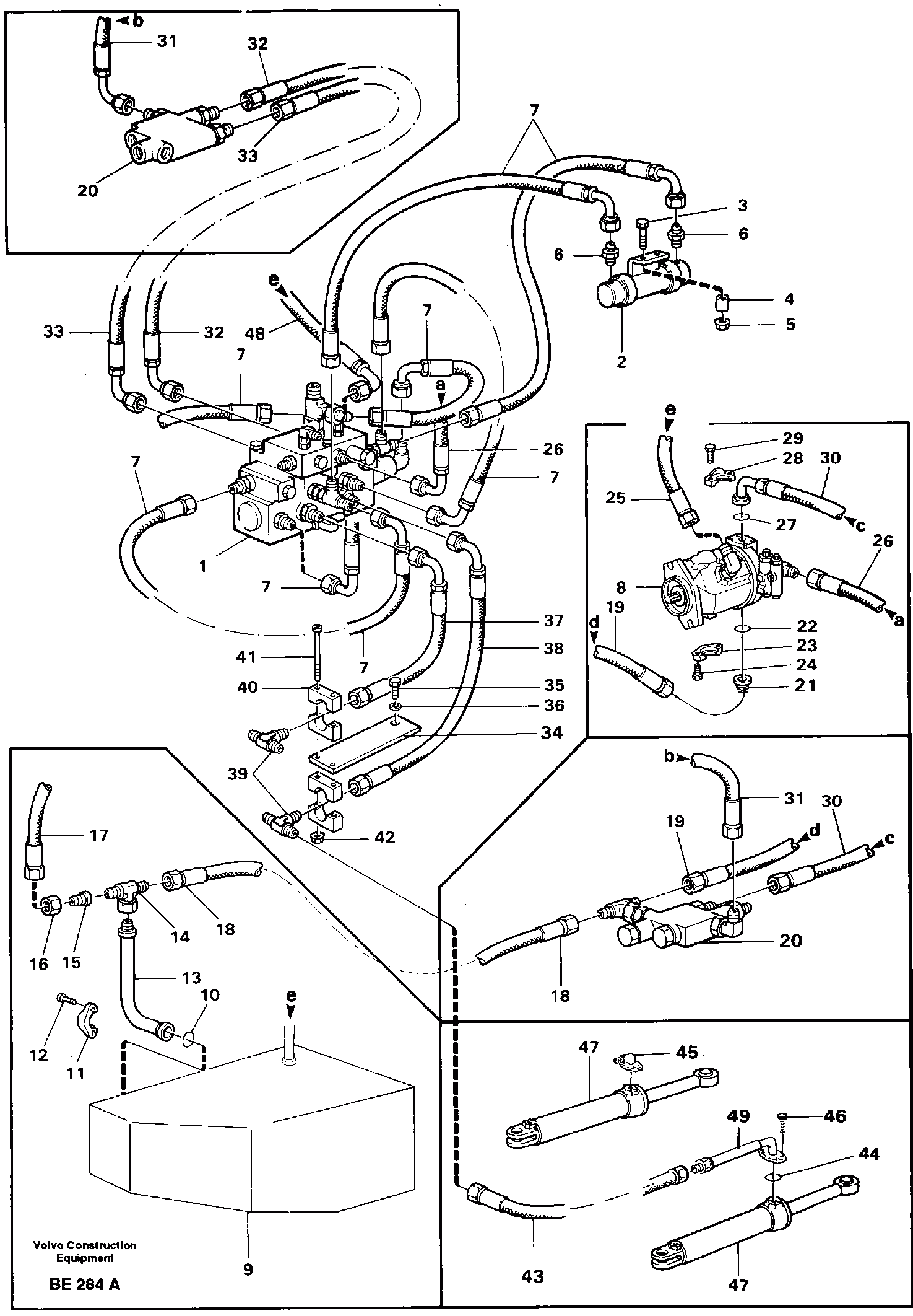 Схема запчастей Volvo A35 Volvo BM A35 - 81957 Steering system pipe and hoses 