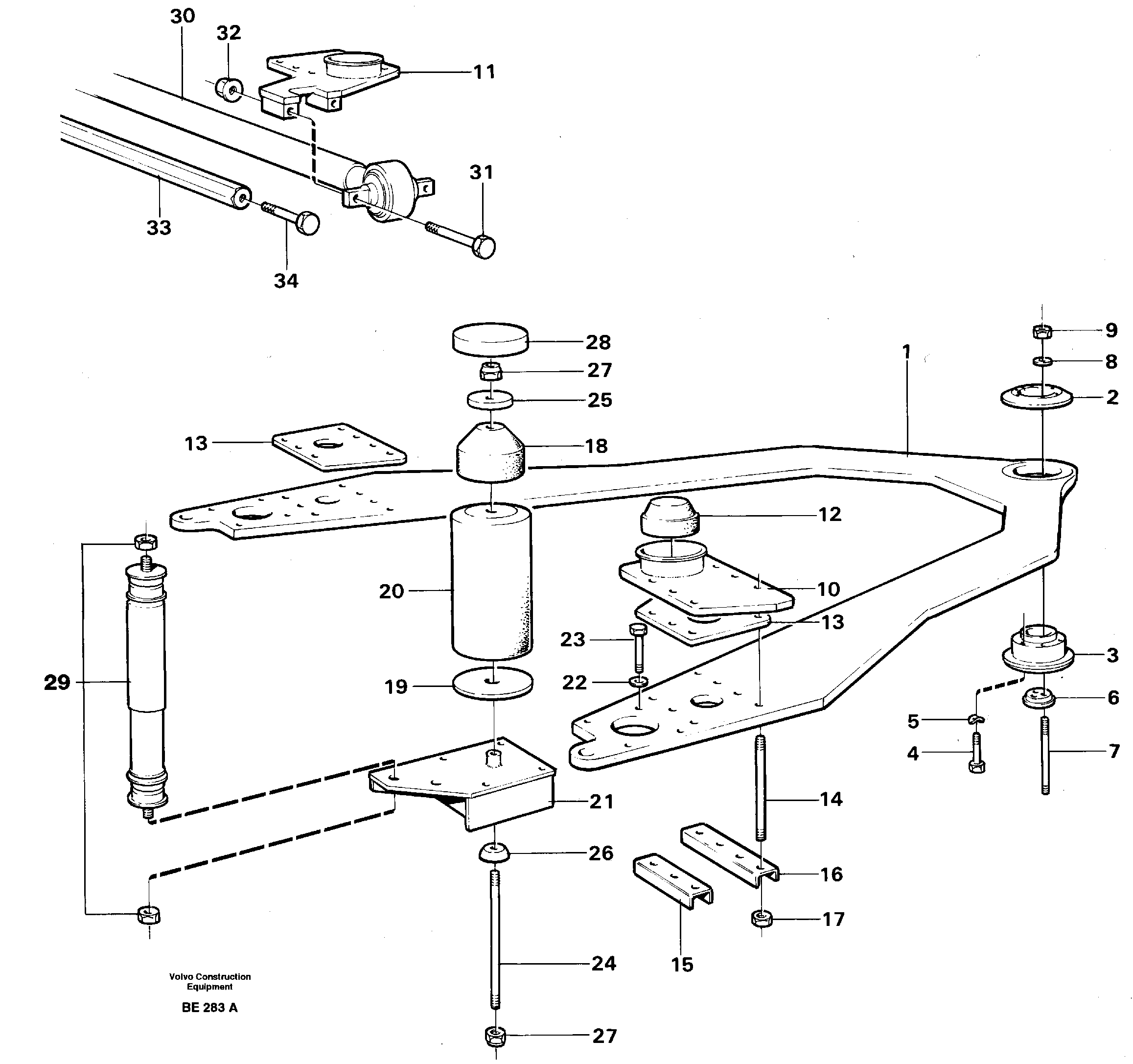 Схема запчастей Volvo A35 Volvo BM A35 - 40721 Front axle suspension 