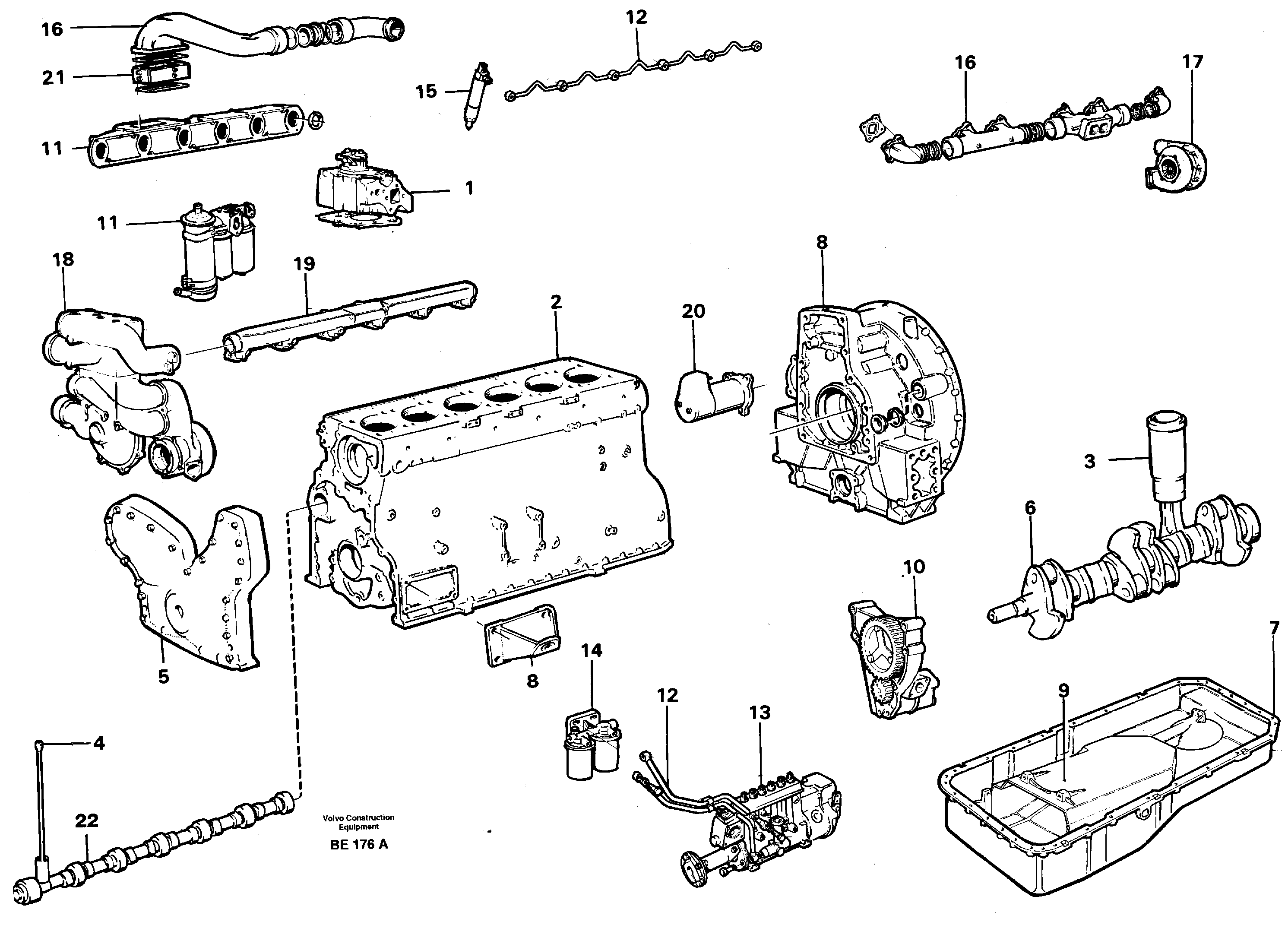 Схема запчастей Volvo A35 Volvo BM A35 - 51402 Двигатель в сборе 