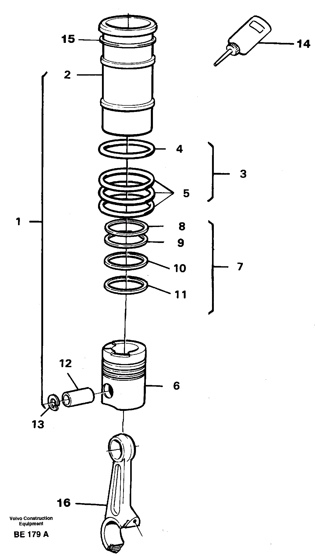 Схема запчастей Volvo A35 Volvo BM A35 - 9851 Гильза цилиндра 