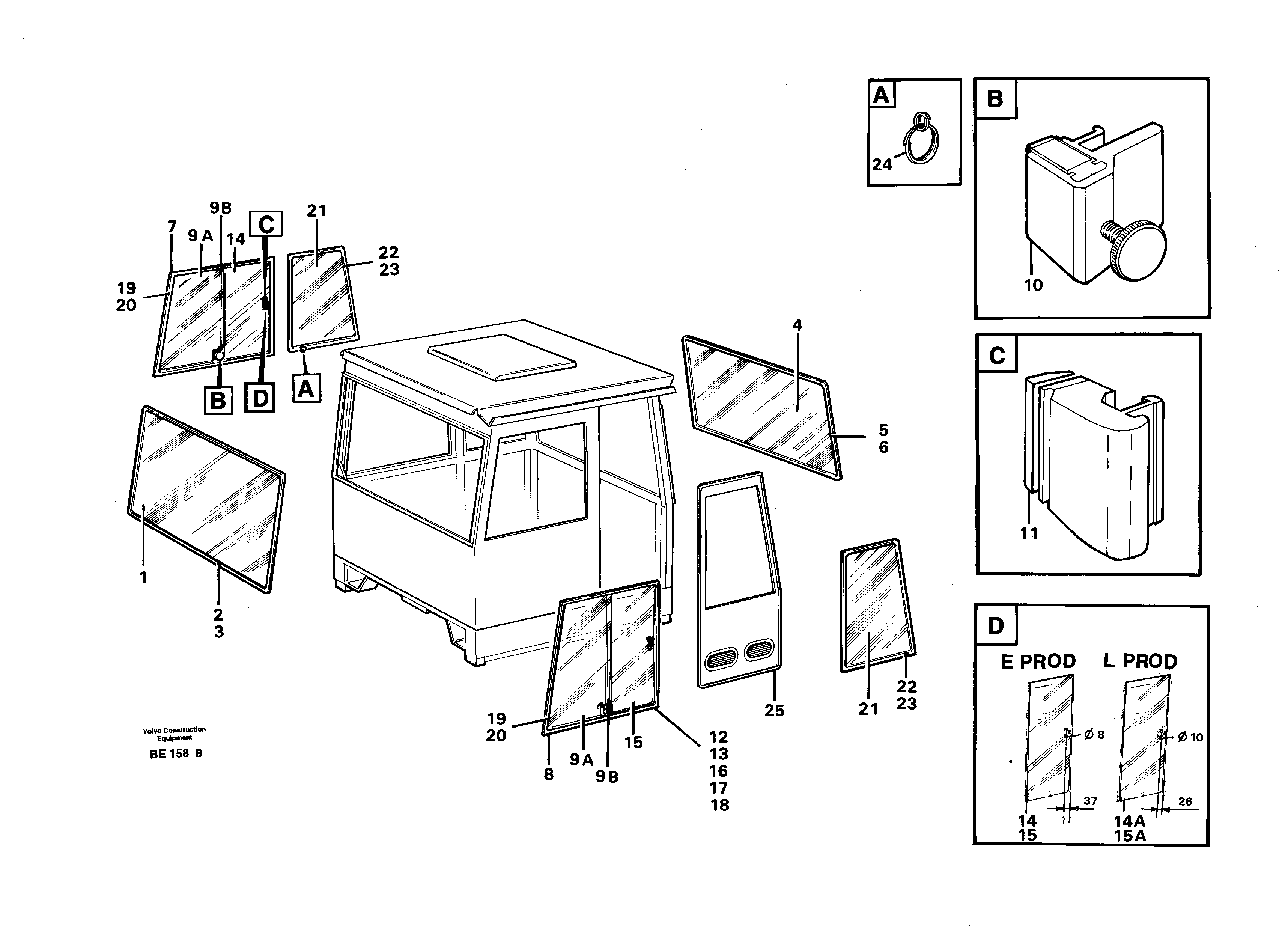 Схема запчастей Volvo A35 Volvo BM A35 - 63301 Glass panes 