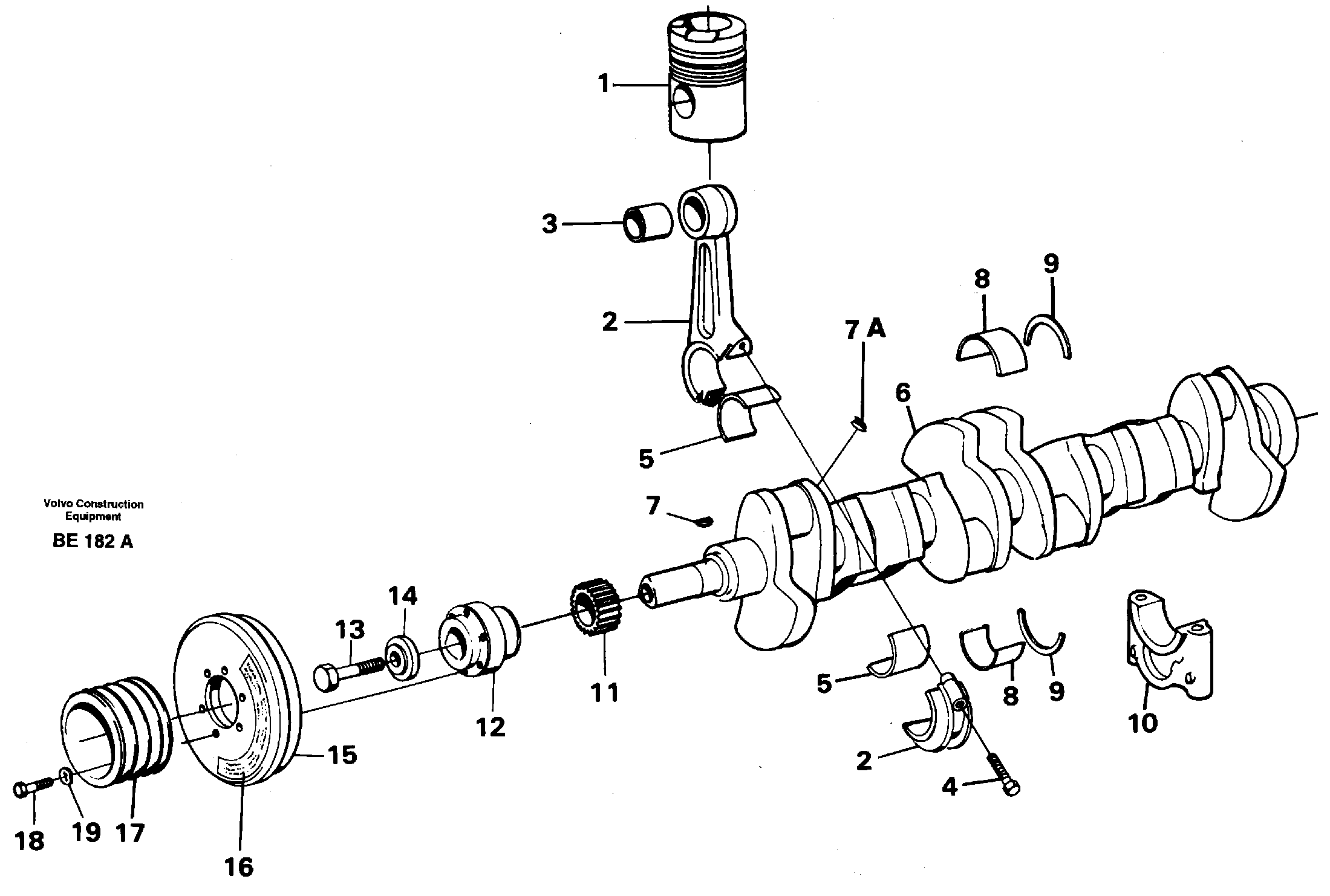 Схема запчастей Volvo A35 Volvo BM A35 - 7172 Crankshaft and related parts 
