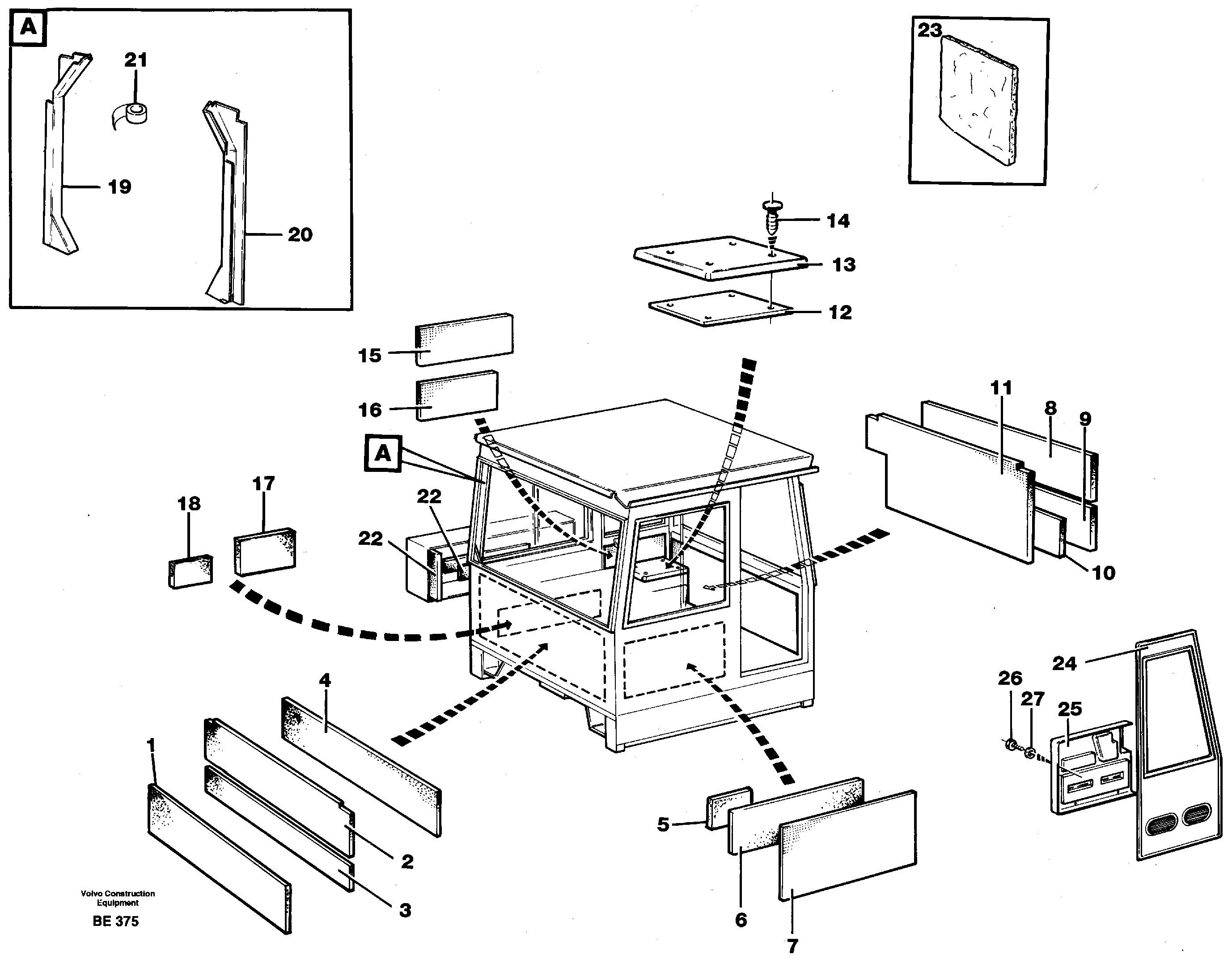 Схема запчастей Volvo A35 Volvo BM A35 - 52263 Upholstery and insulation, cab side and climate unit 