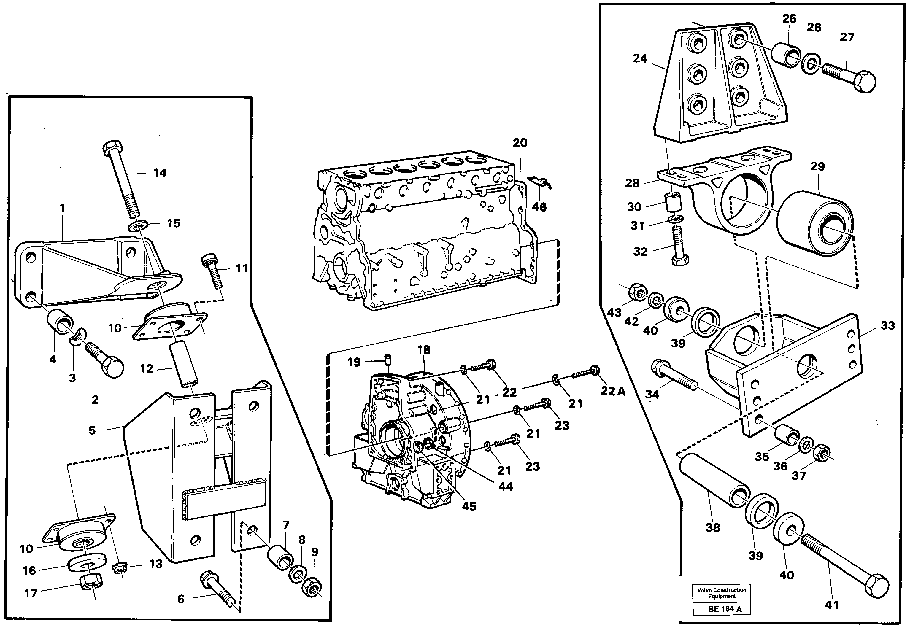 Схема запчастей Volvo A35 Volvo BM A35 - 58188 Опора двигателя и картер маховика 