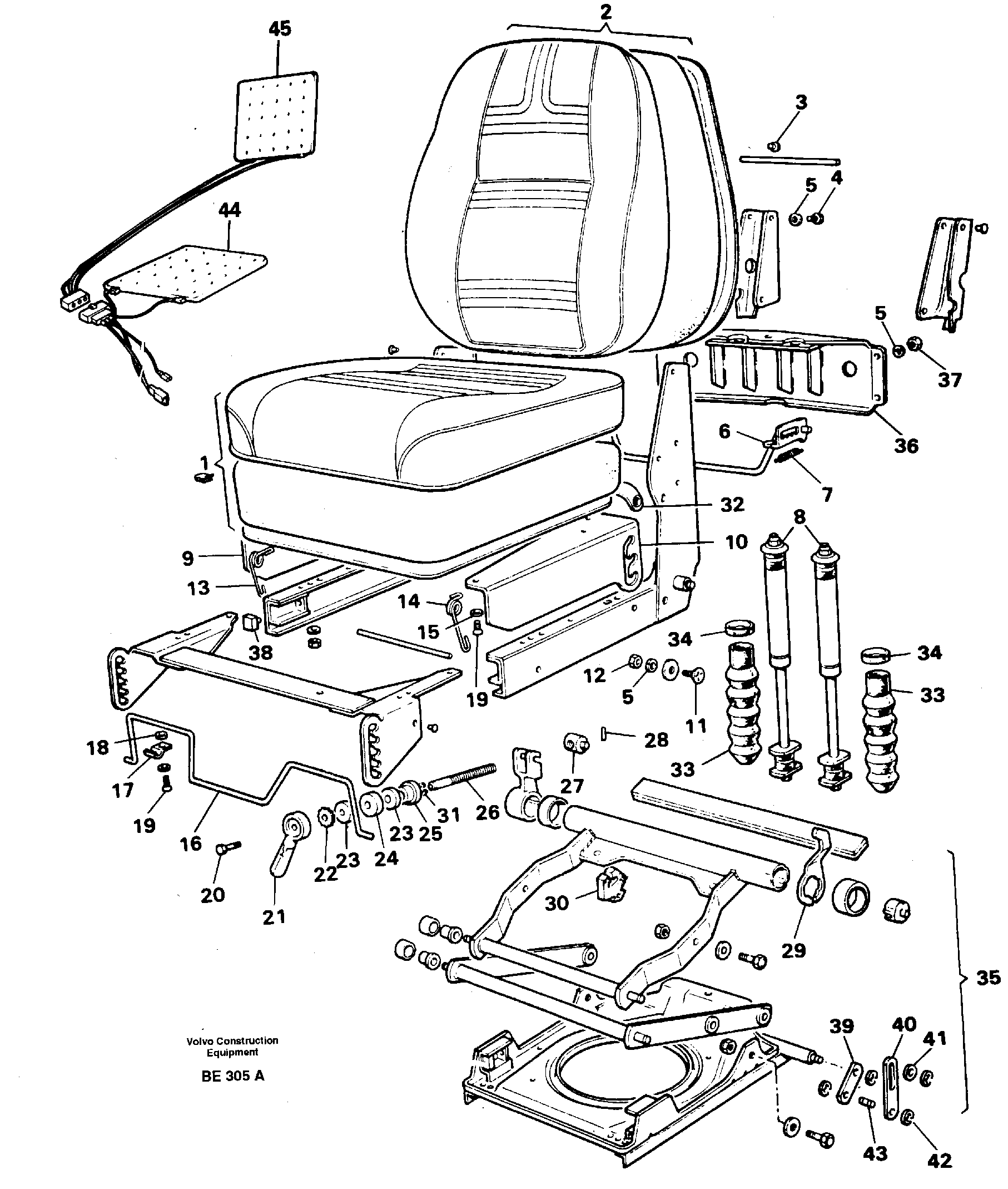 Схема запчастей Volvo A35 Volvo BM A35 - 15665 Operators seat 