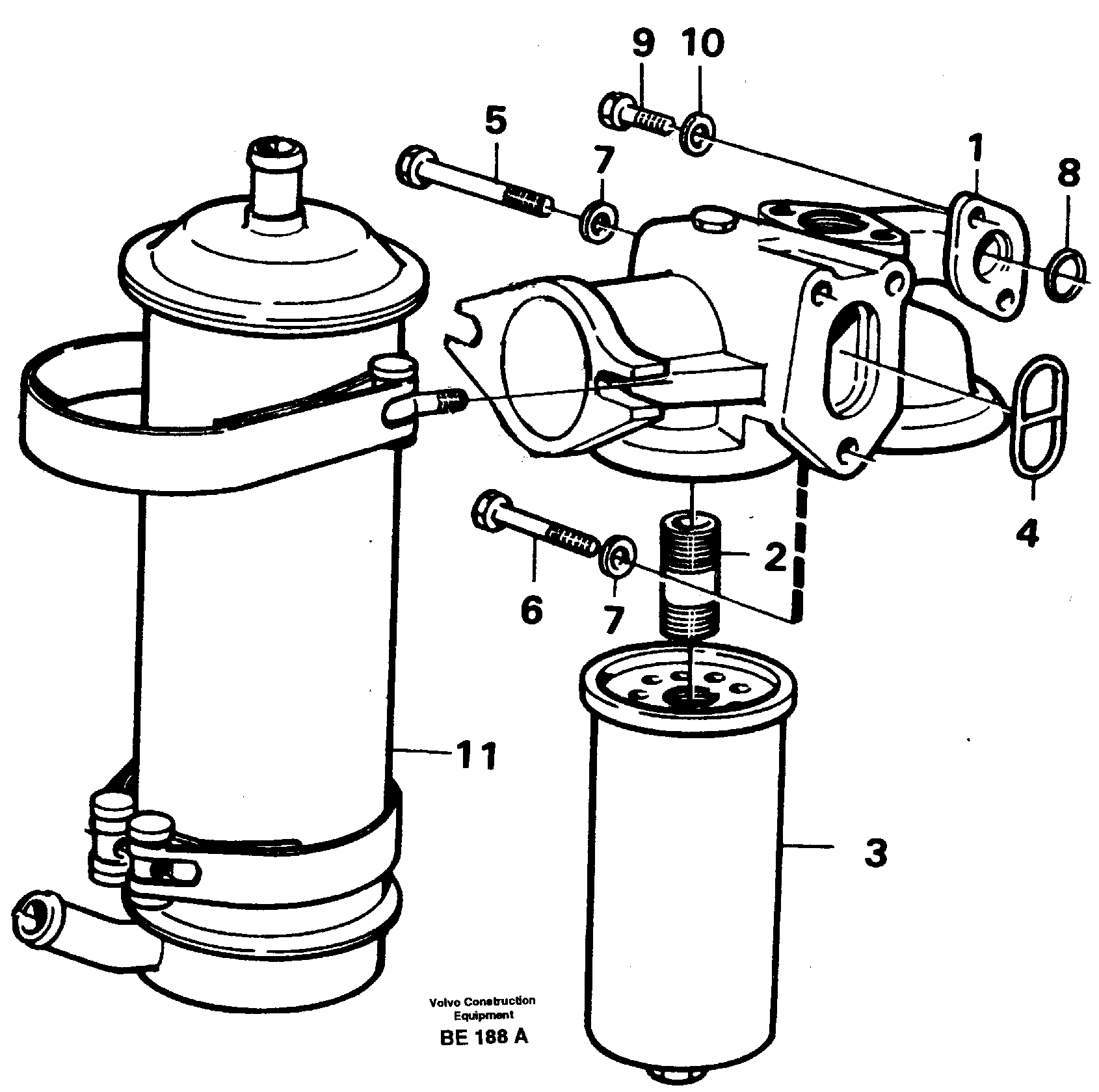 Схема запчастей Volvo A35 Volvo BM A35 - 24636 Oil-cooler, oilfilter with mountings 