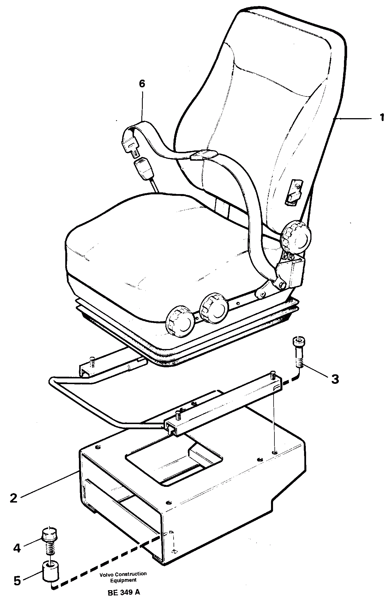 Схема запчастей Volvo A35 Volvo BM A35 - 19895 Operator seat with fitting parts 