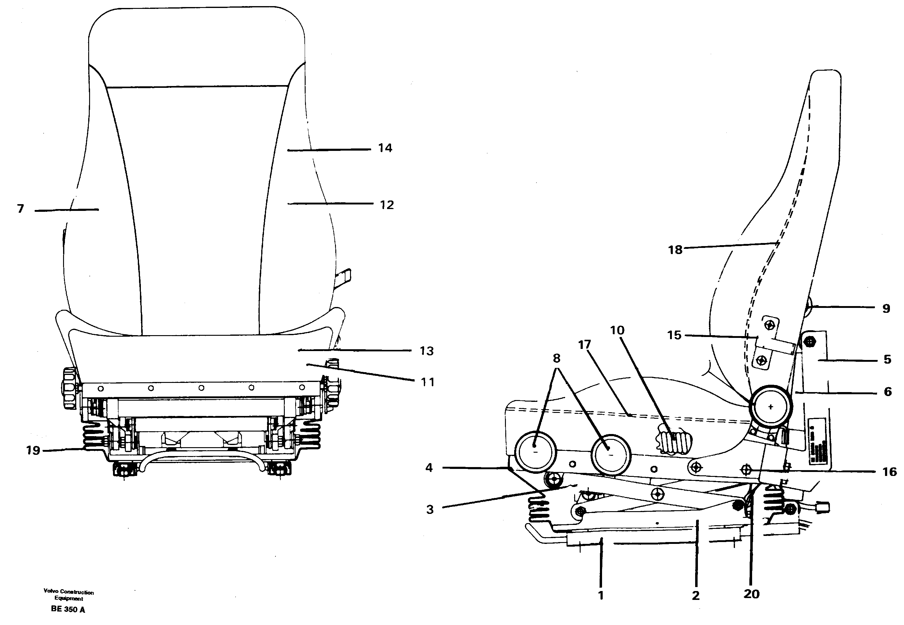 Схема запчастей Volvo A35 Volvo BM A35 - 38284 Operators seat 