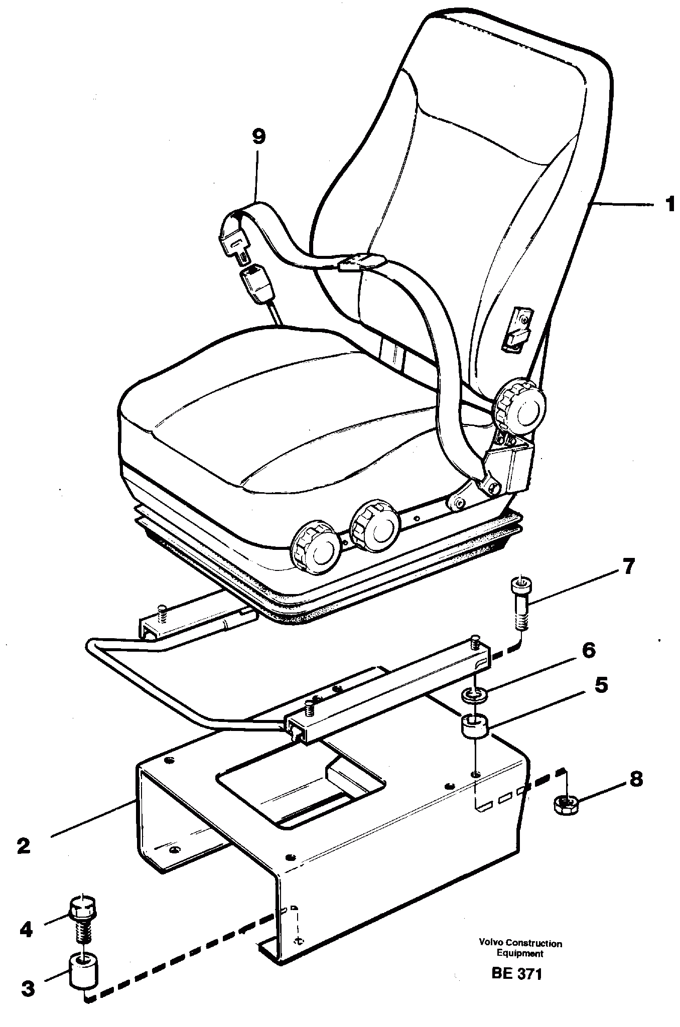 Схема запчастей Volvo A35 Volvo BM A35 - 82310 Operator seat with fitting parts 
