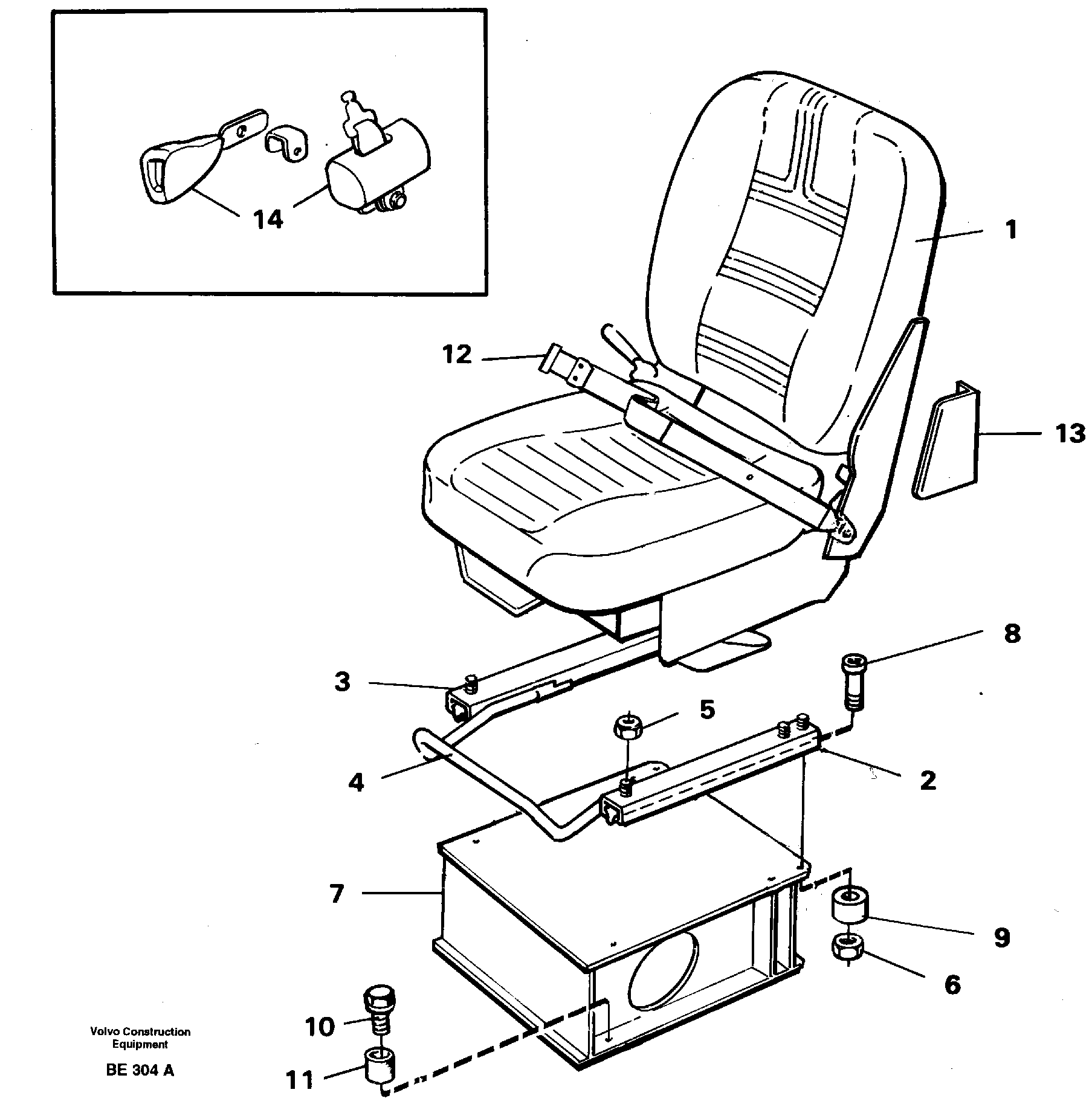 Схема запчастей Volvo A35 Volvo BM A35 - 87914 Operator seat with fitting parts 