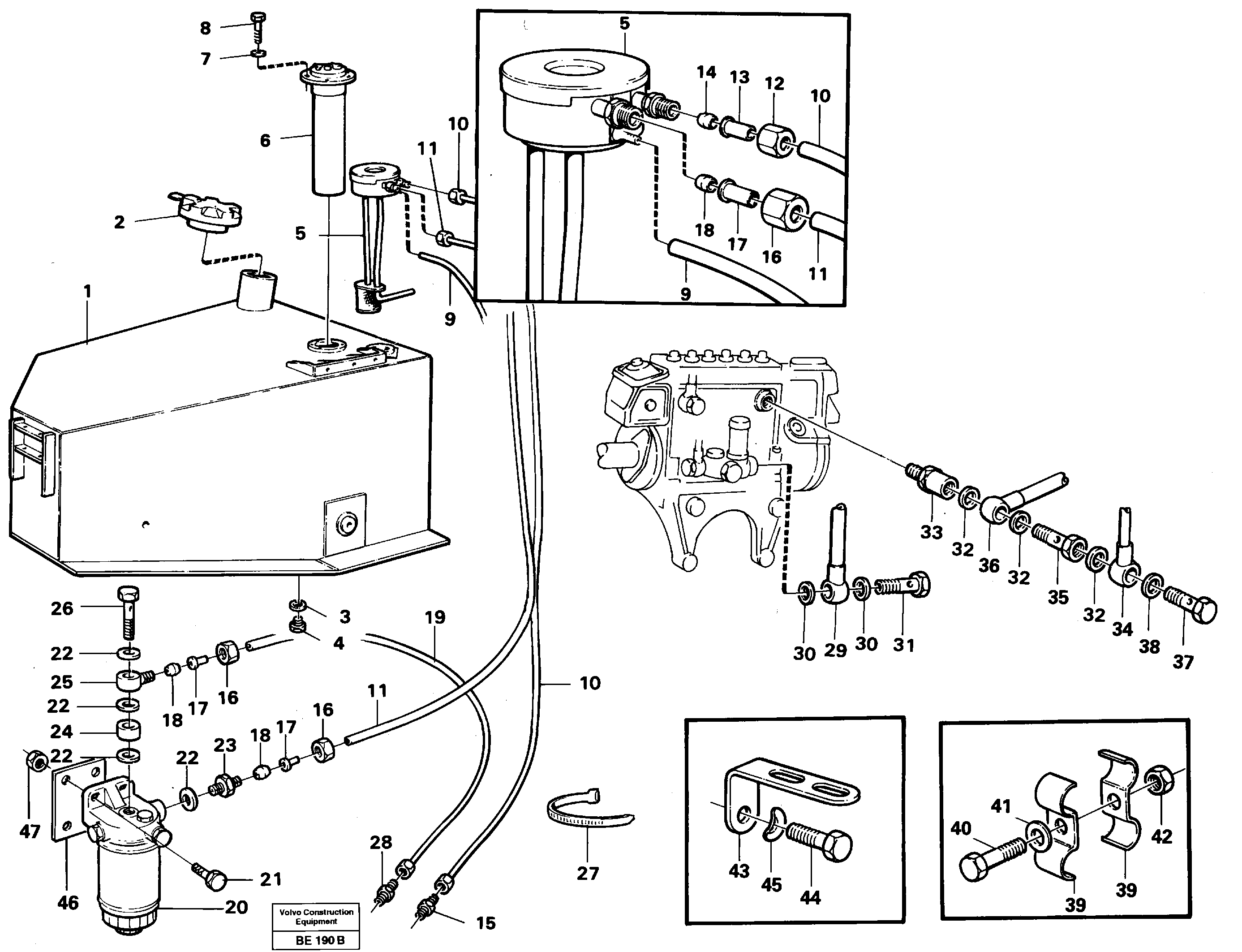 Схема запчастей Volvo A35 Volvo BM A35 - 63619 Fuel tank, fuel pipes 