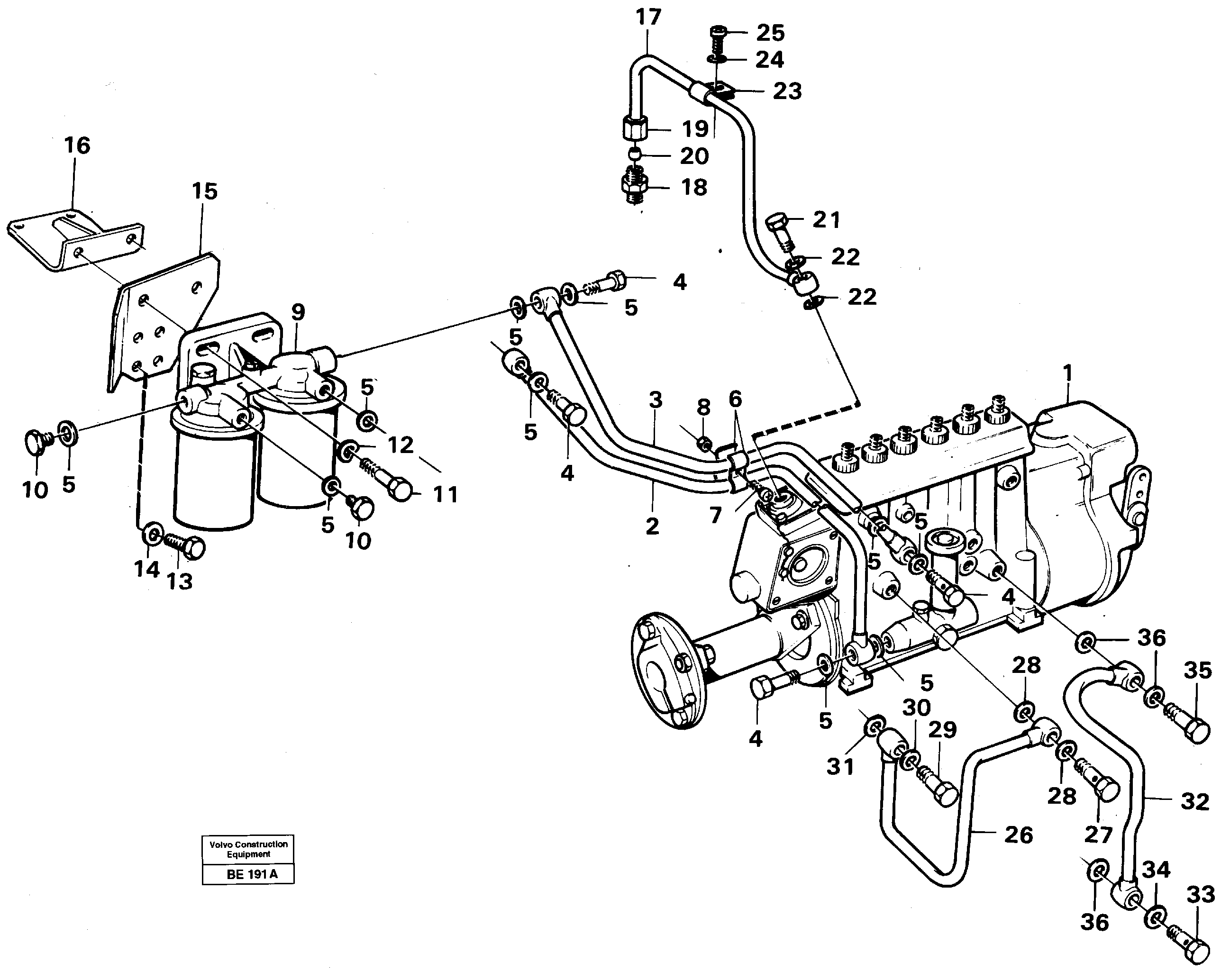 Схема запчастей Volvo A35 Volvo BM A35 - 92217 Fuel pipes, fuelinjec. pump-fuel filter 