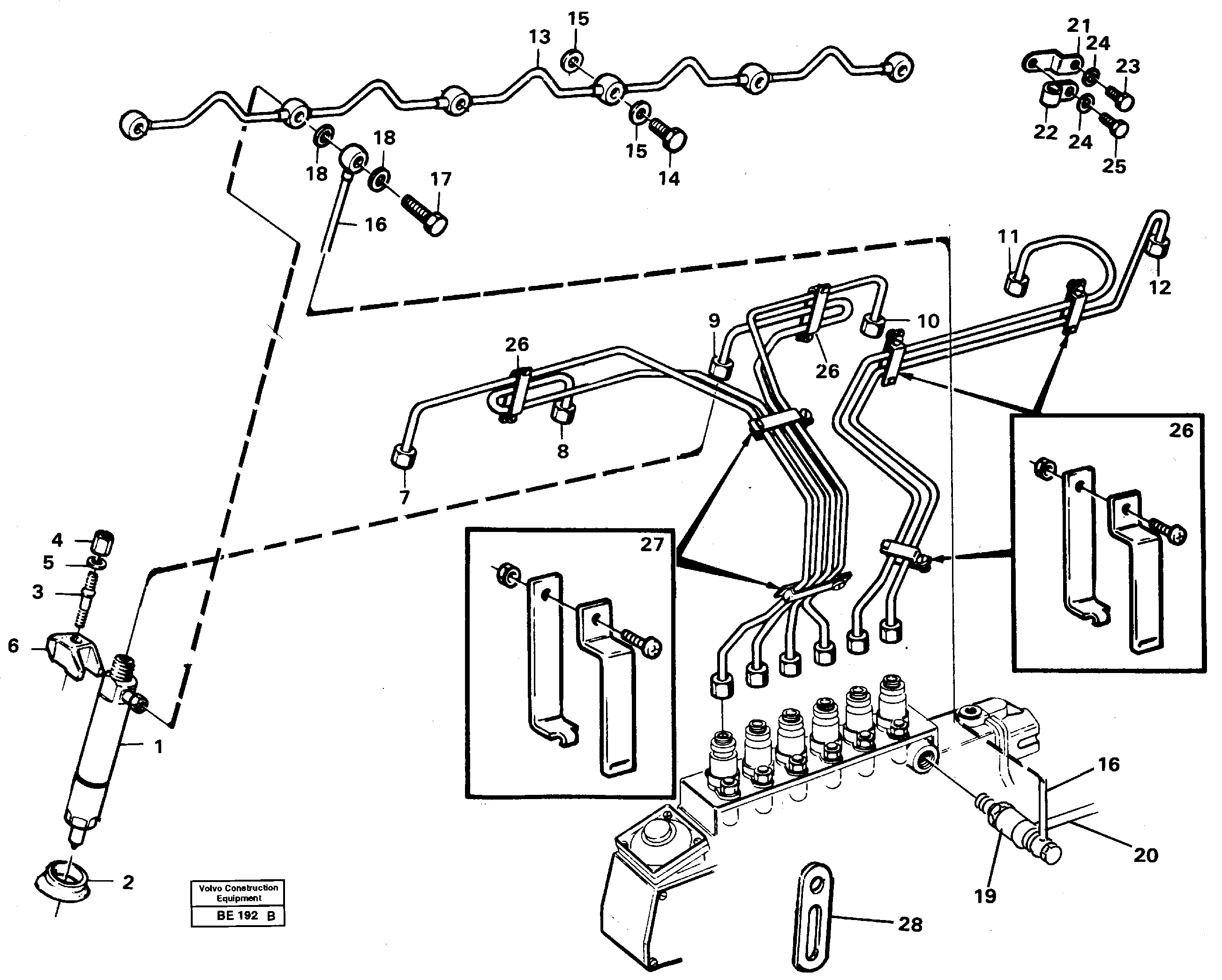 Схема запчастей Volvo A35 Volvo BM A35 - 37107 Fuel pipes - injectors 