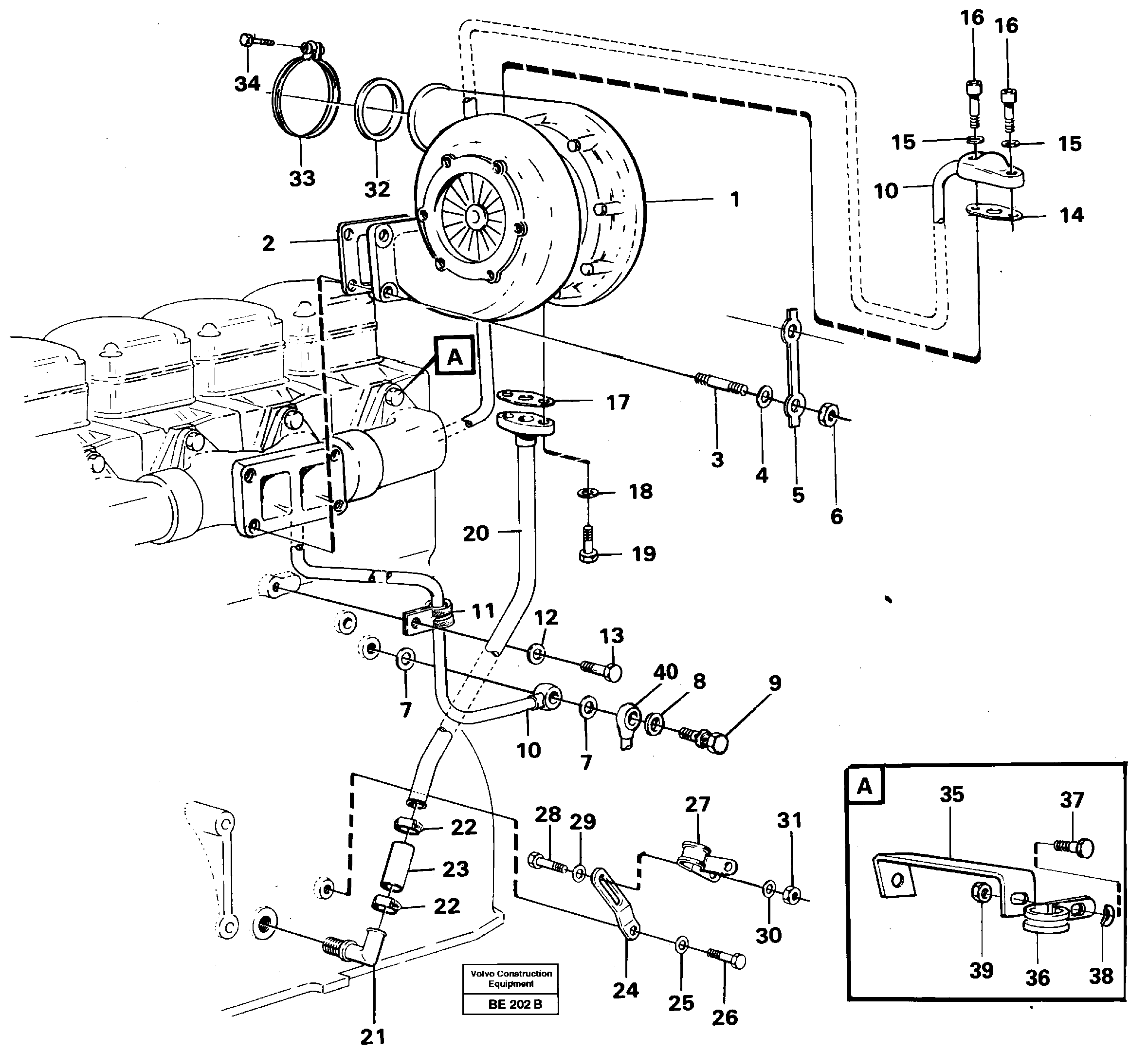Схема запчастей Volvo A35 Volvo BM A35 - 67538 Турбокомпрессор (турбина) с установочными деталями 