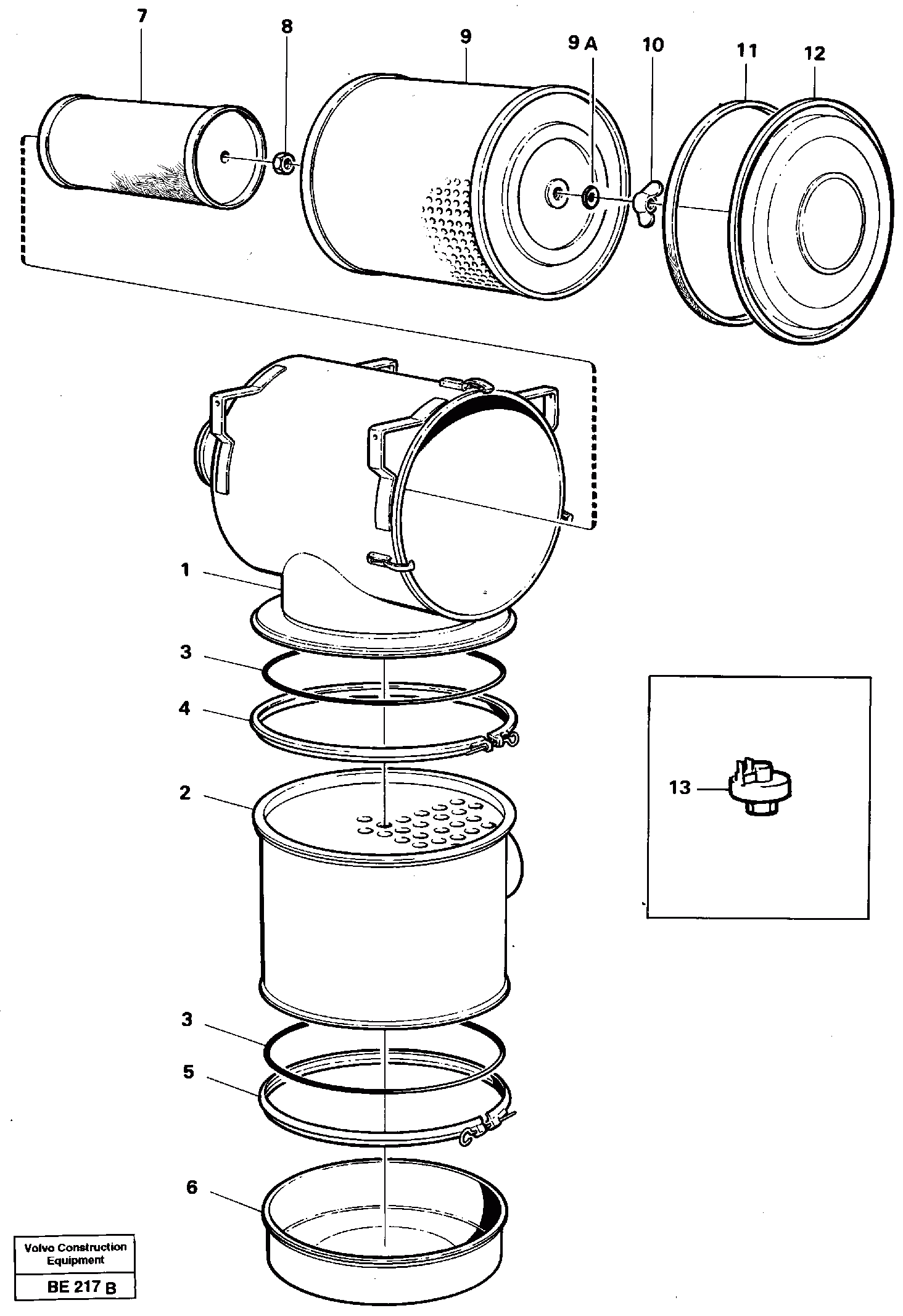 Схема запчастей Volvo A35 Volvo BM A35 - 17935 Фильтр воздушный 