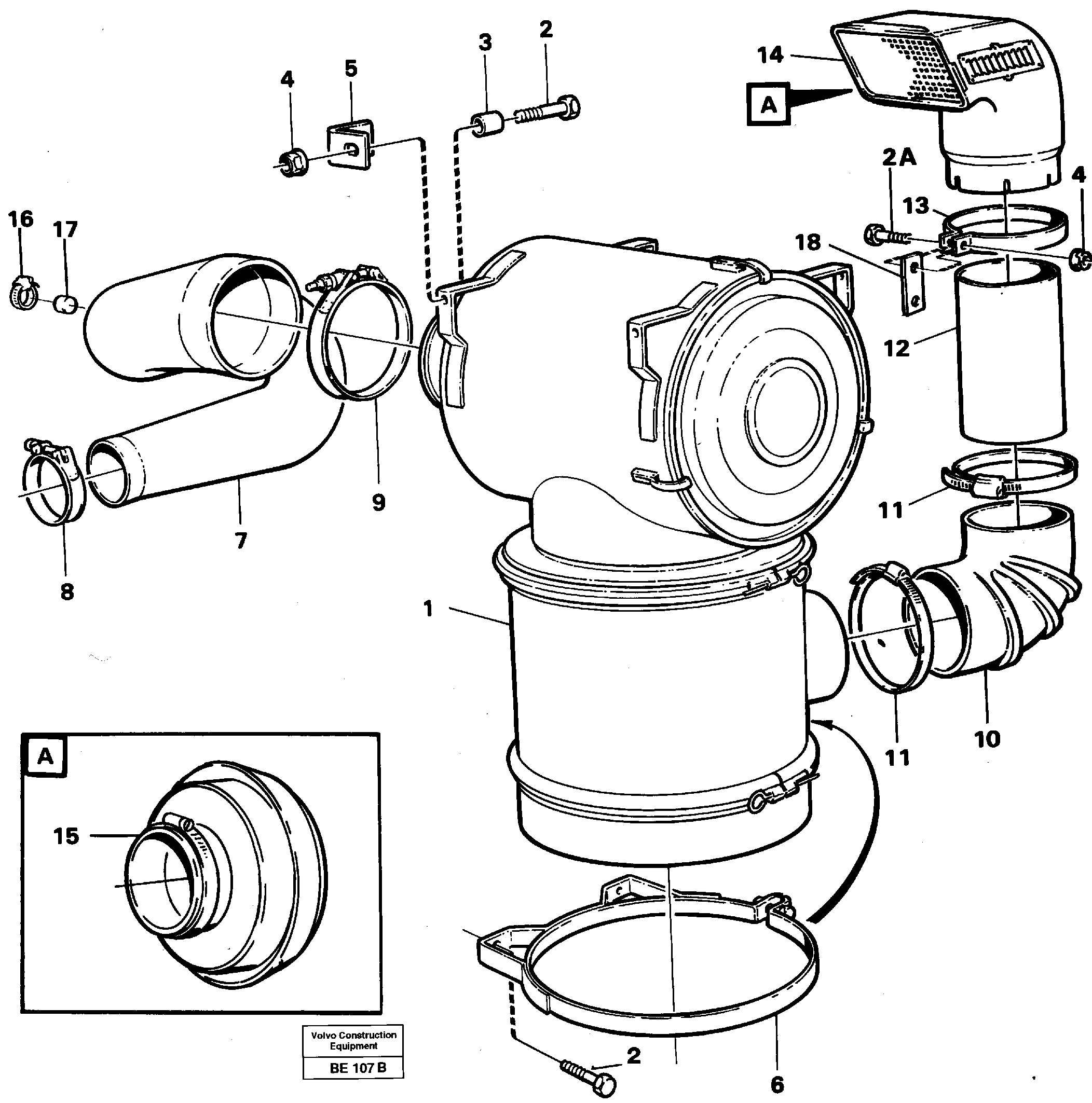 Схема запчастей Volvo A35 Volvo BM A35 - 57594 Inlet system, air cleaner 