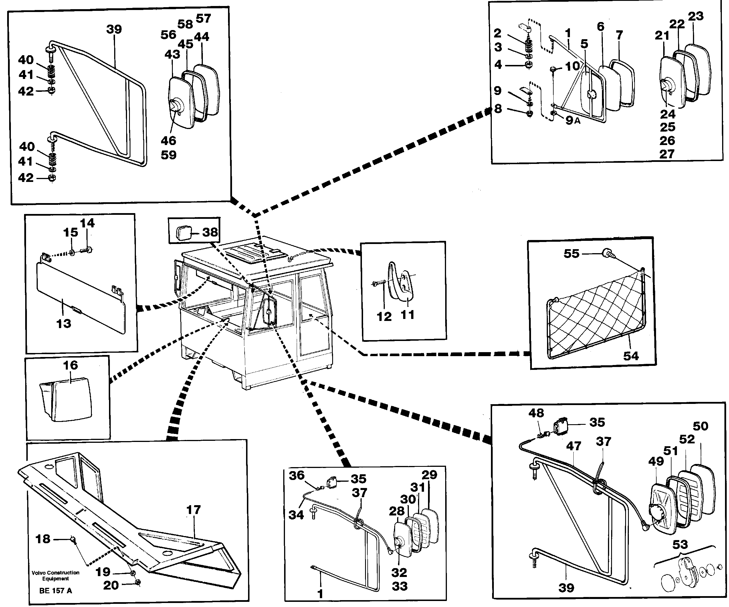 Схема запчастей Volvo A35 Volvo BM A35 - 86520 Rear view mirrors and sun vizors 