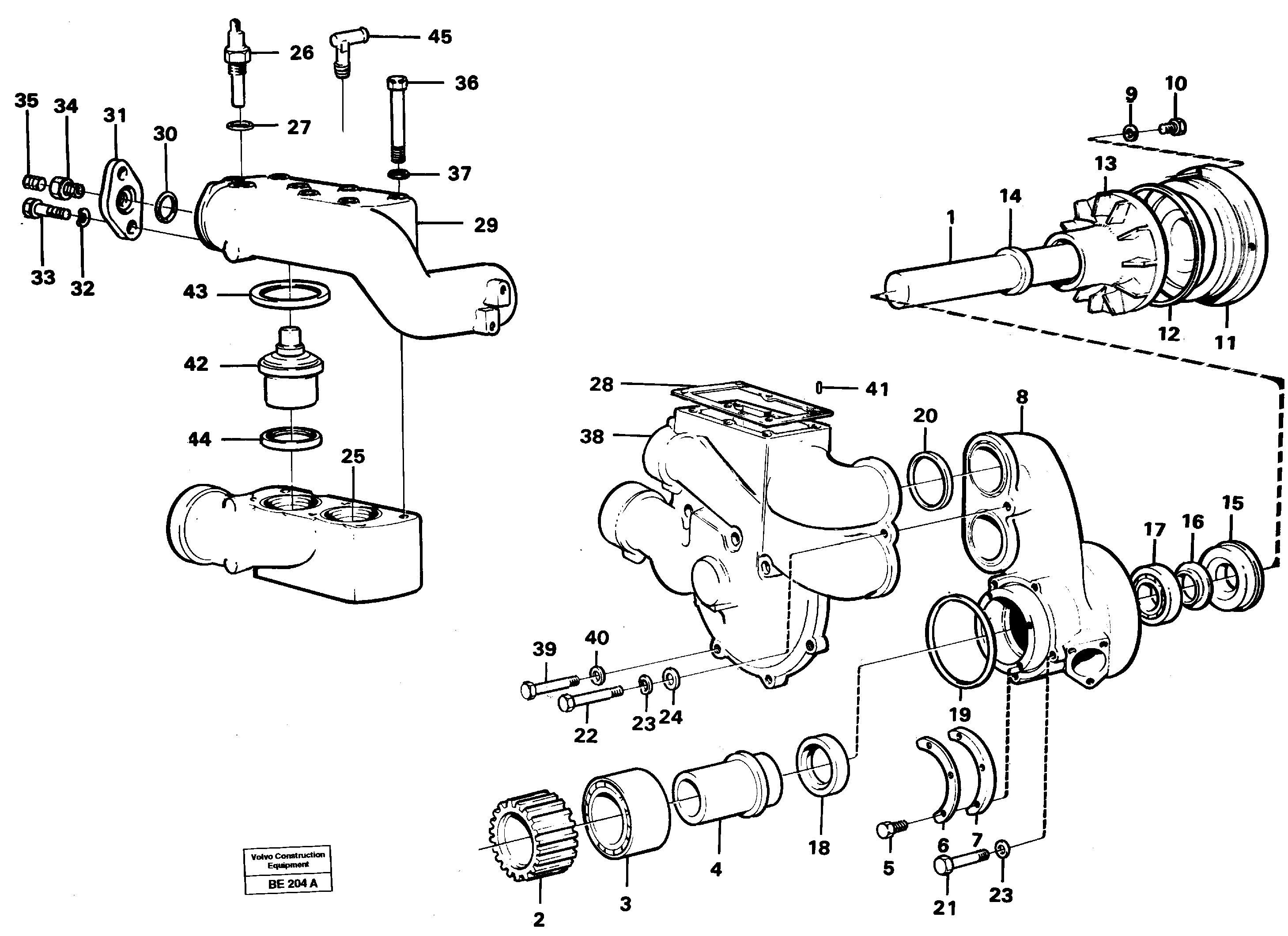 Схема запчастей Volvo A35 Volvo BM A35 - 37109 Water pump and thermostat housing 