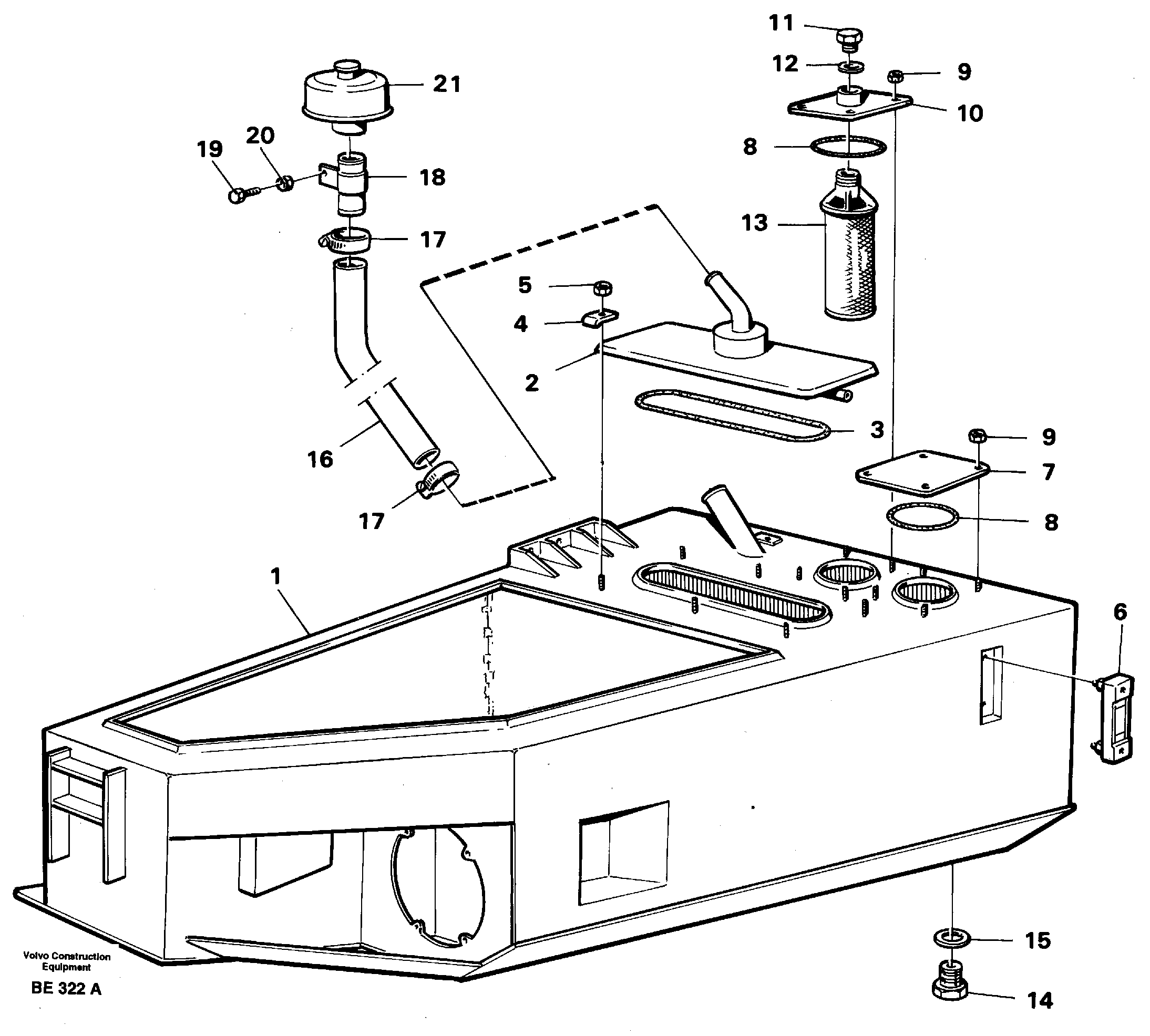 Схема запчастей Volvo A35 Volvo BM A35 - 85092 Гидробак 
