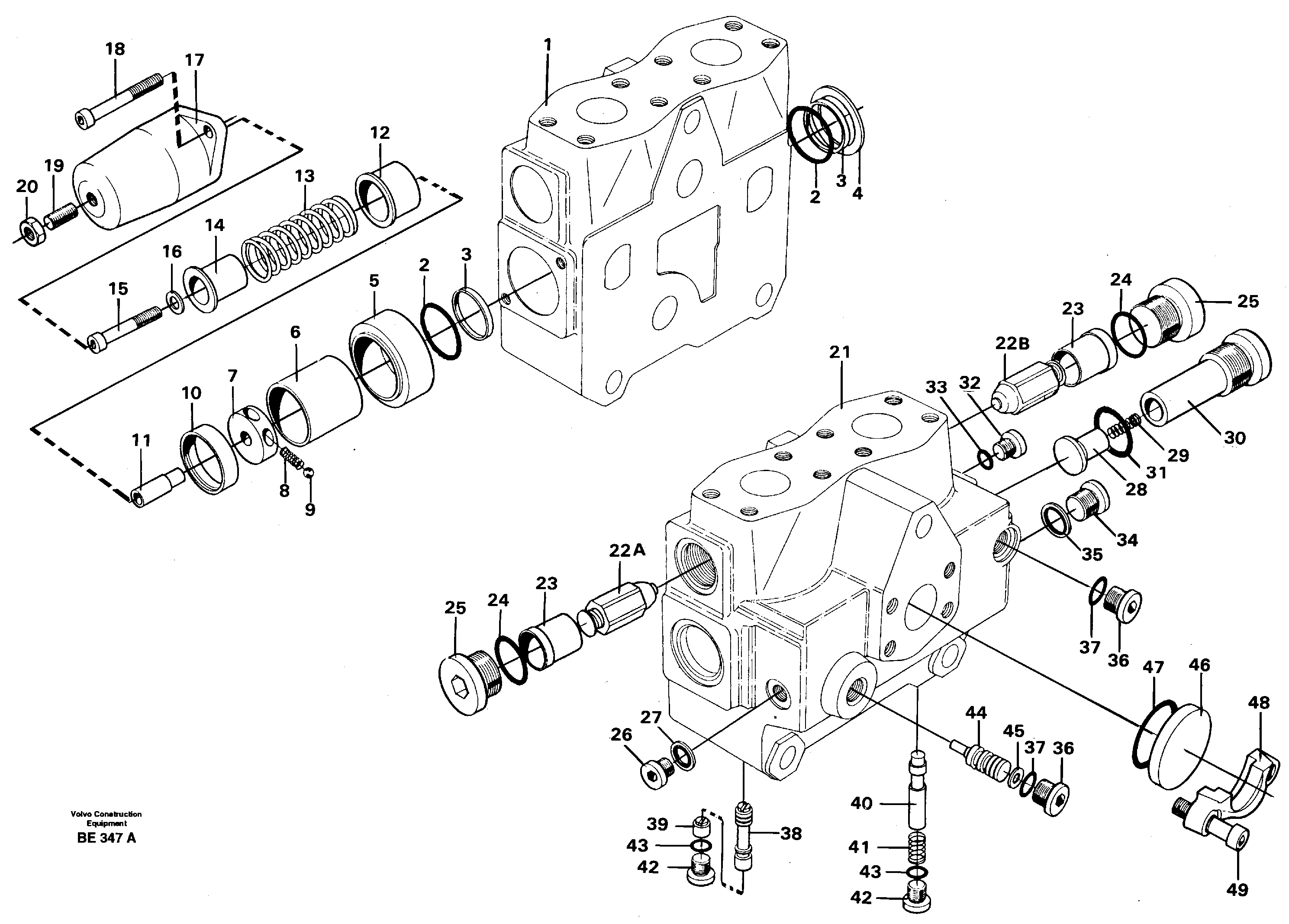Схема запчастей Volvo A35 Volvo BM A35 - 64175 Valve section 