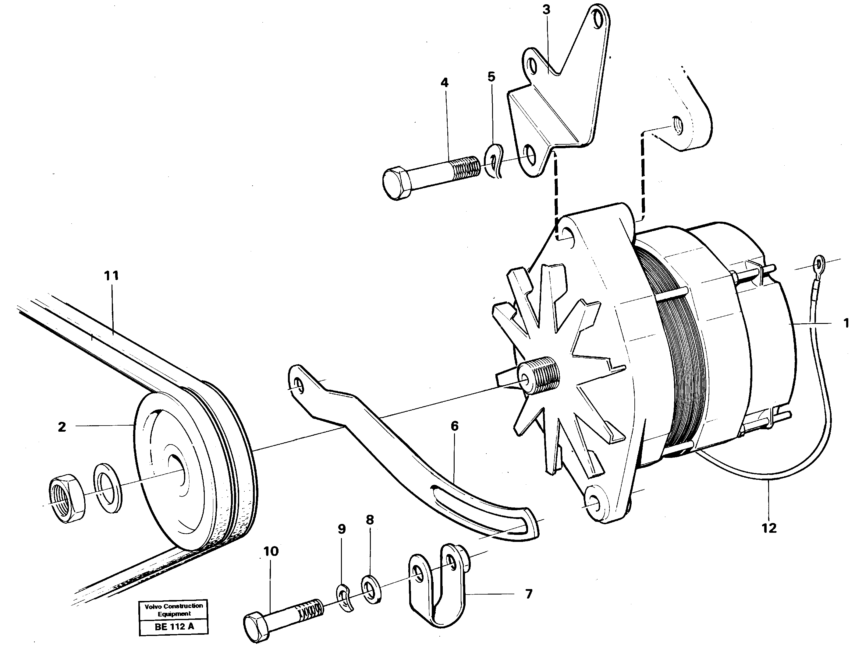 Схема запчастей Volvo A35 Volvo BM A35 - 6249 Alternator with assembling details 
