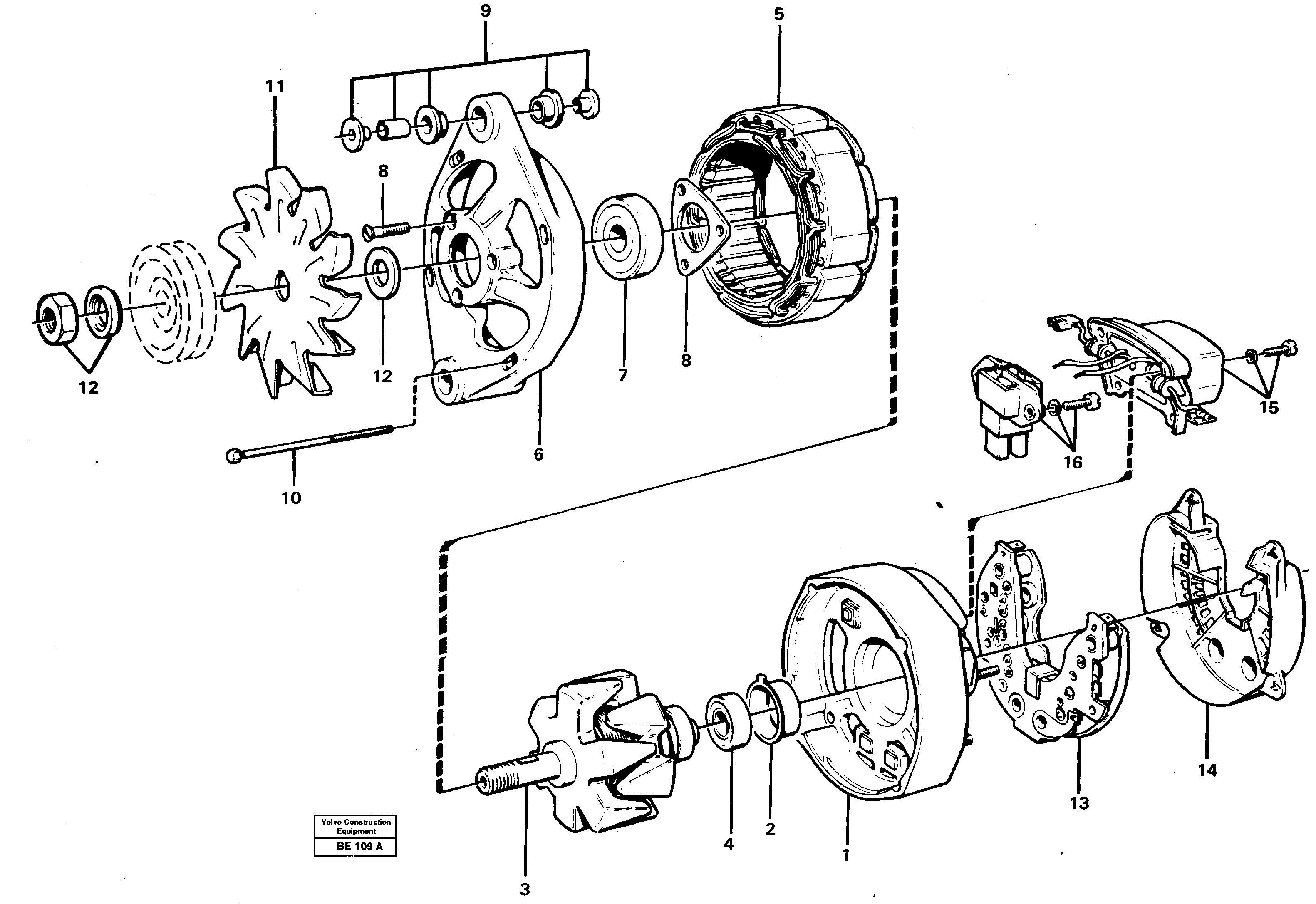 Схема запчастей Volvo A35 Volvo BM A35 - 6250 Alternator 