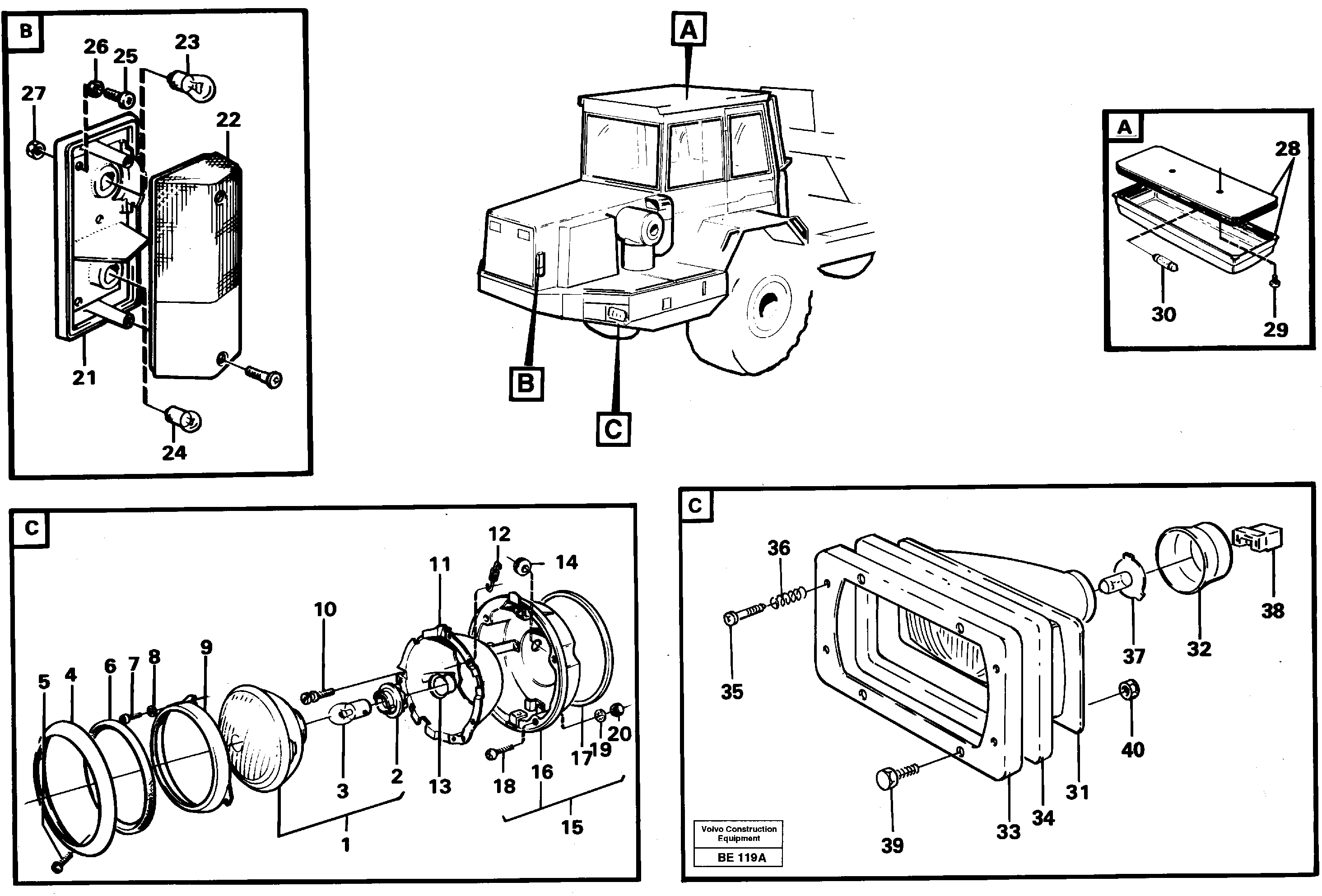 Схема запчастей Volvo A35 Volvo BM A35 - 43905 Front lighting 